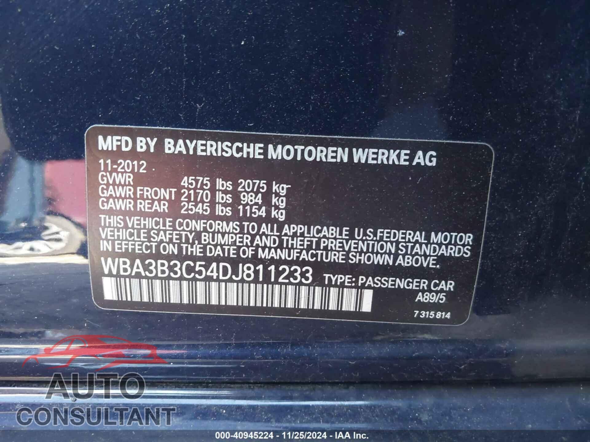 BMW 328I 2013 - WBA3B3C54DJ811233