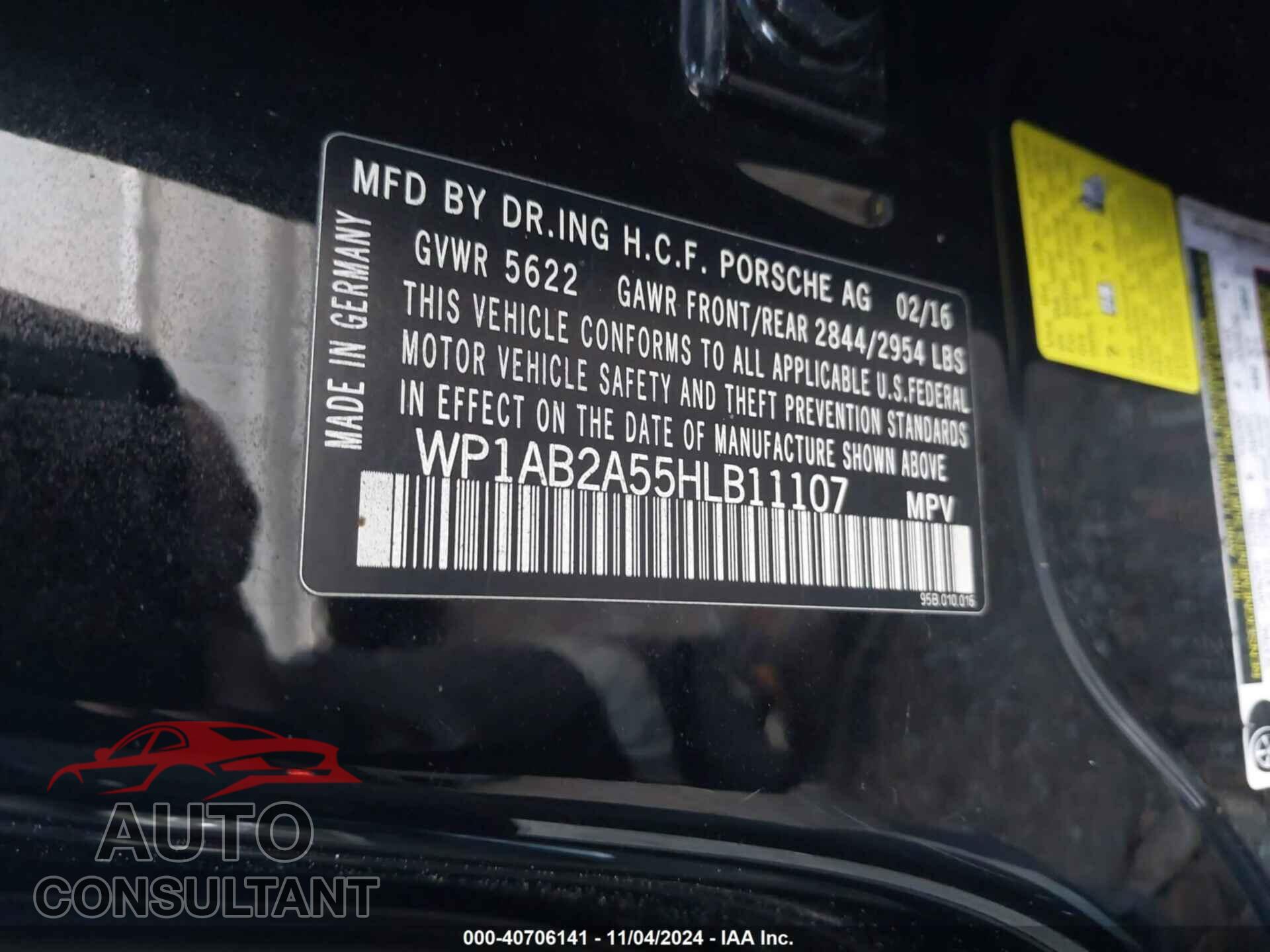 PORSCHE MACAN 2017 - WP1AB2A55HLB11107