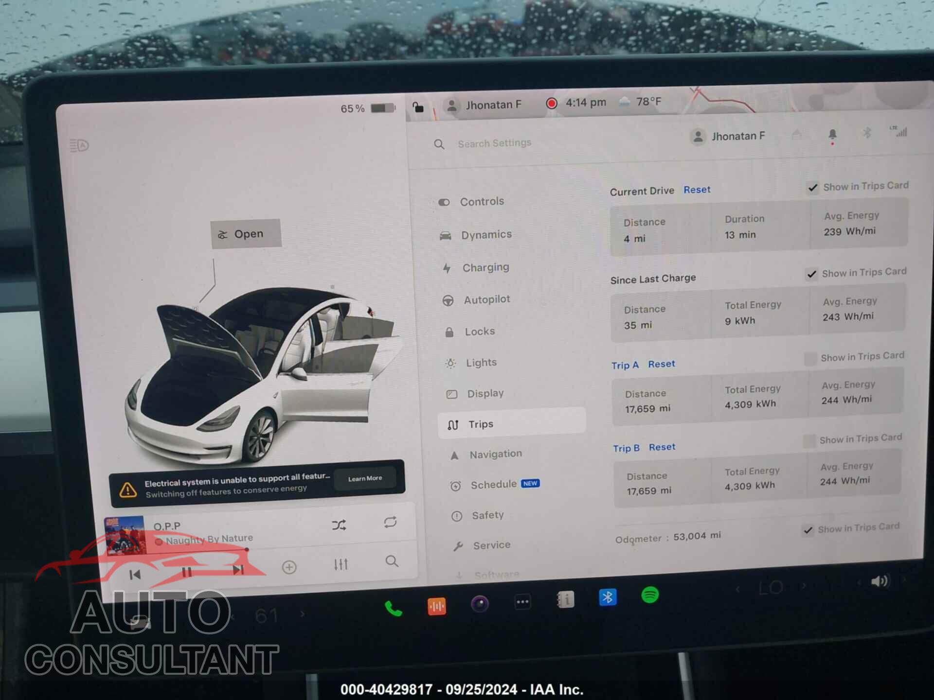 TESLA MODEL 3 2019 - 5YJ3E1EB4KF195524