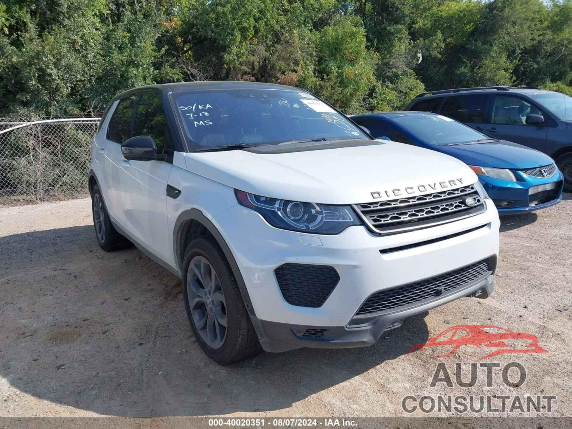 LAND ROVER DISCOVERY SPORT 2019 - SALCR2FX6KH786404