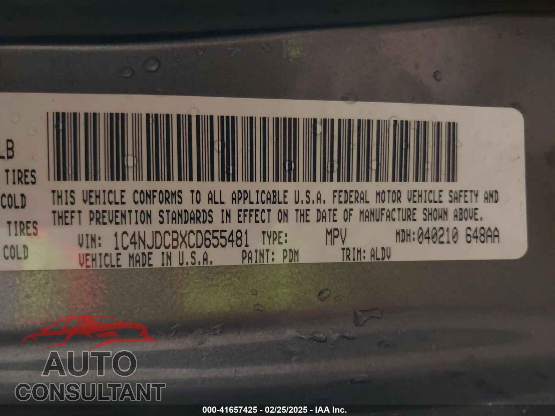 JEEP COMPASS 2012 - 1C4NJDCBXCD655481