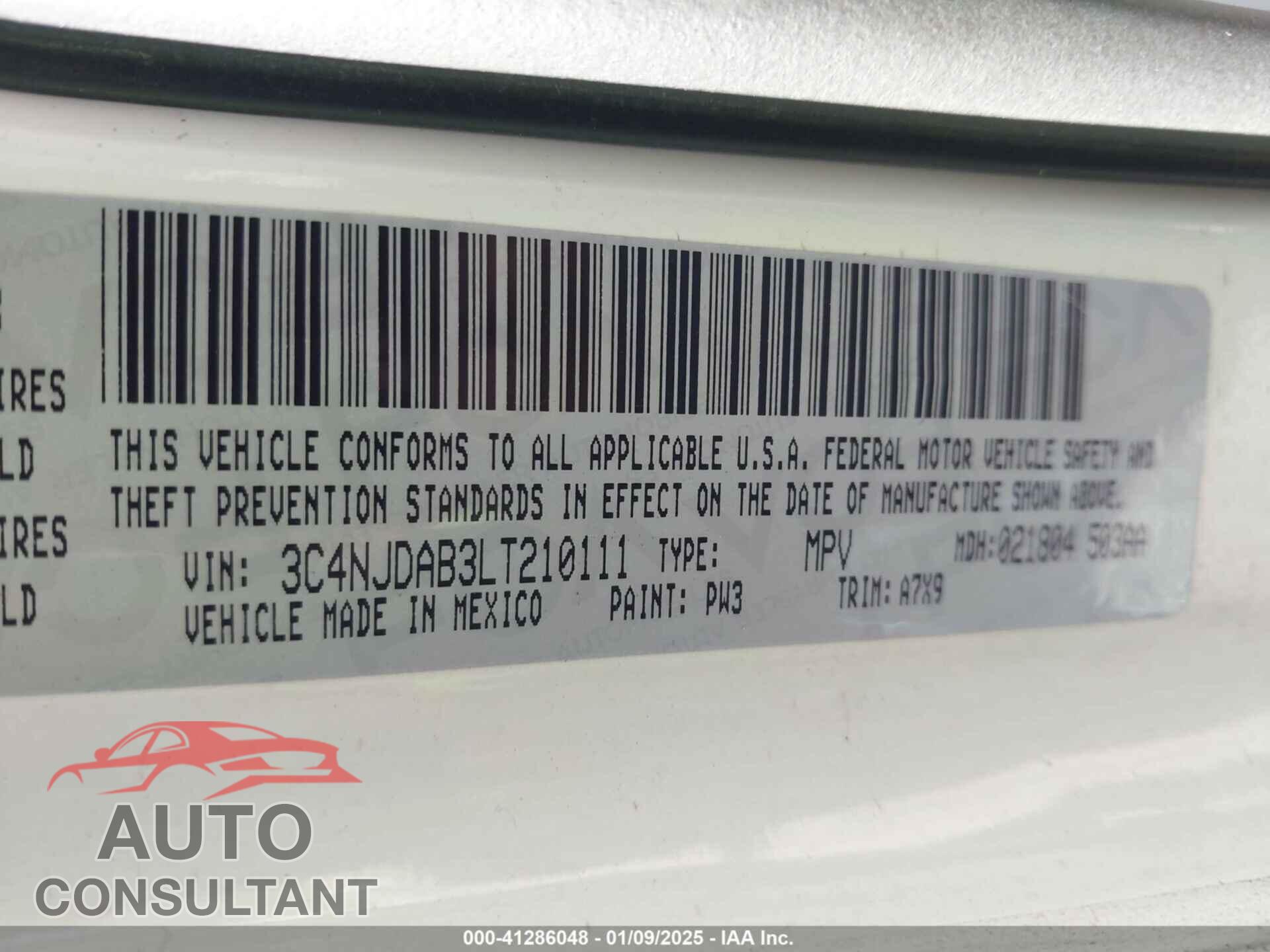 JEEP COMPASS 2020 - 3C4NJDAB3LT210111