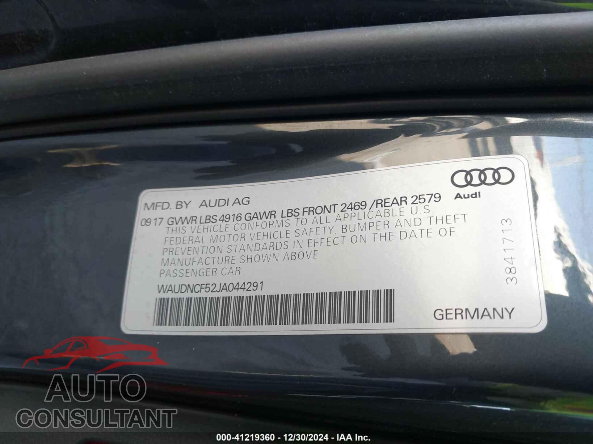 AUDI A5 2018 - WAUDNCF52JA044291