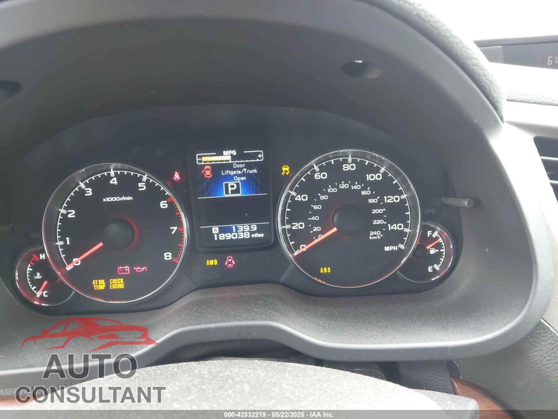 SUBARU OUTBACK 2013 - 4S4BRBKC8D3240639