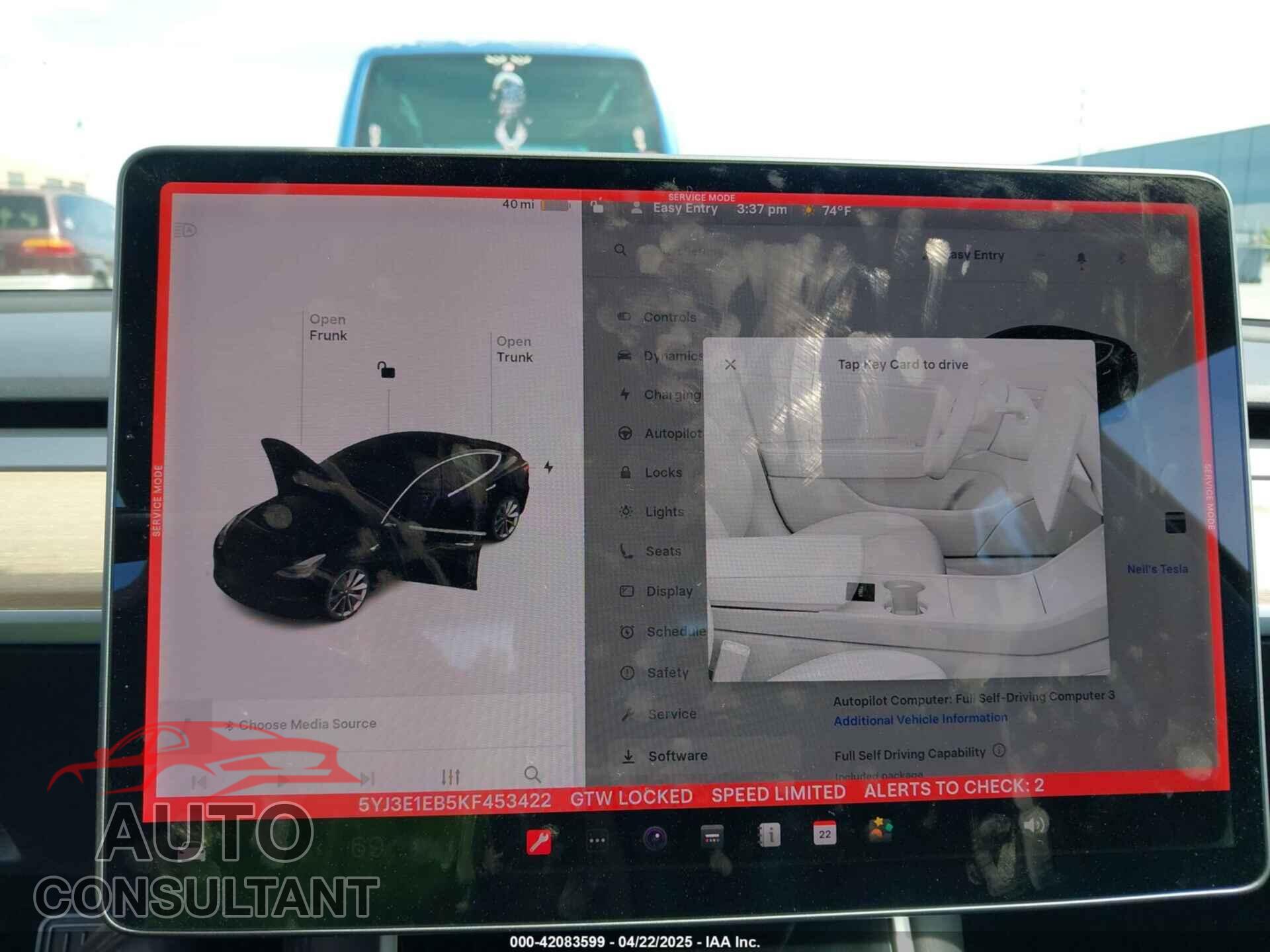 TESLA MODEL 3 2019 - 5YJ3E1EB5KF453422