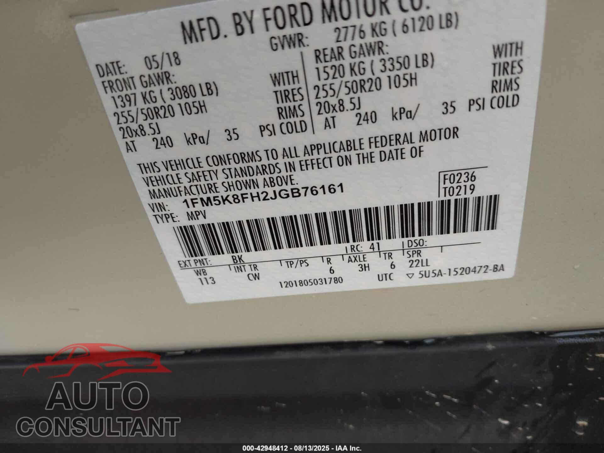 FORD EXPLORER 2018 - 1FM5K8FH2JGB76161