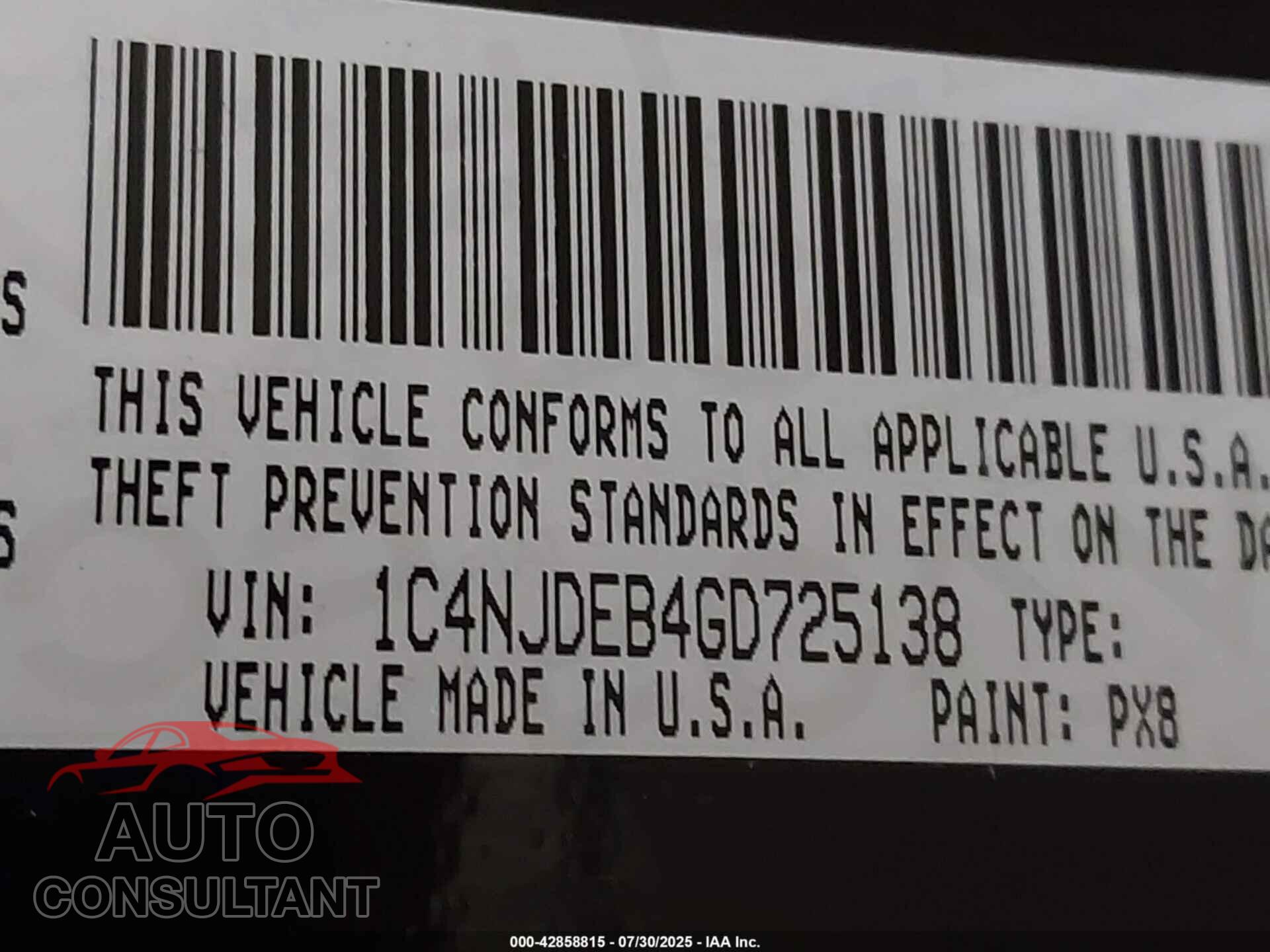 JEEP COMPASS 2016 - 1C4NJDEB4GD725138