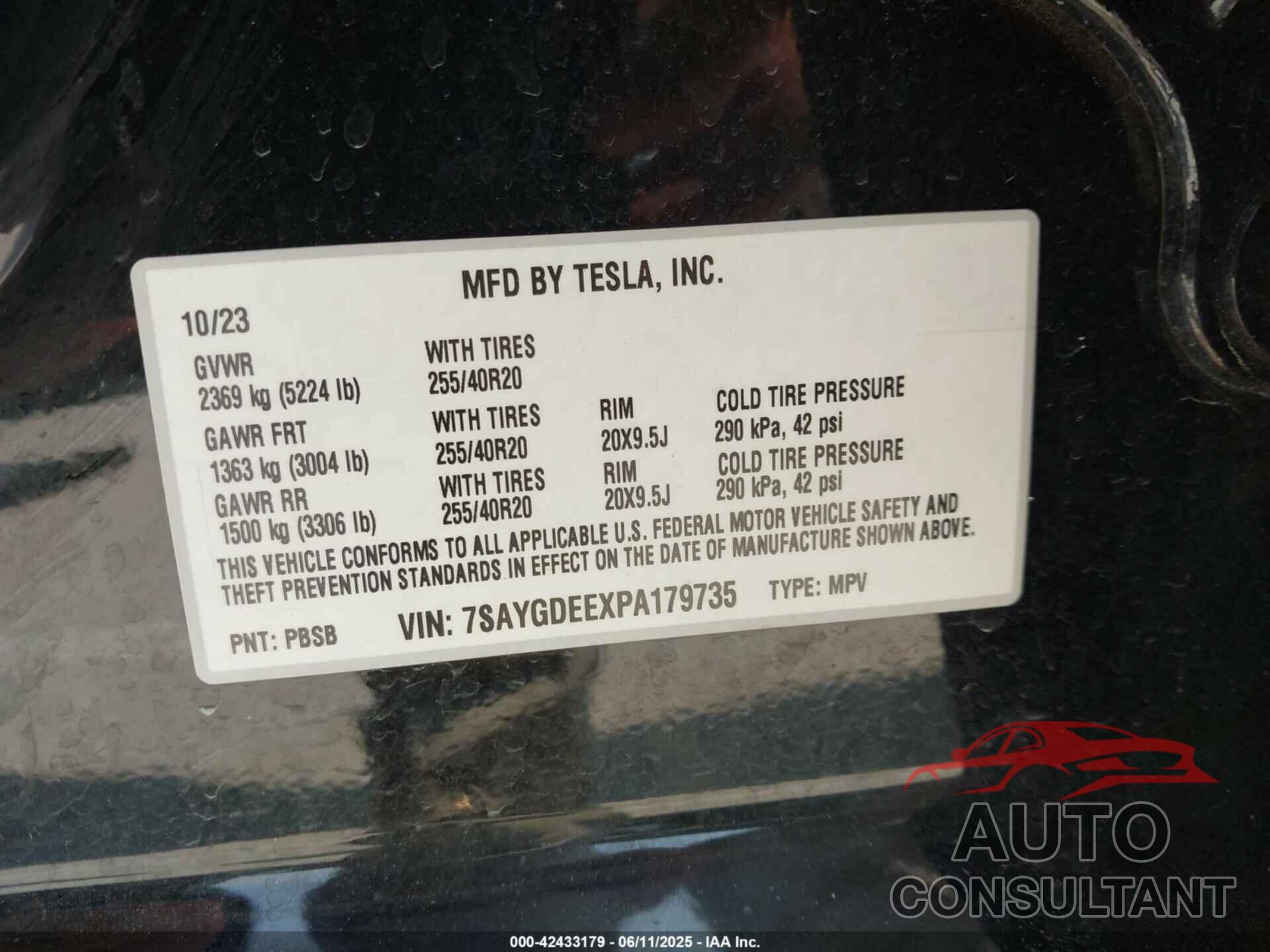 TESLA MODEL Y 2023 - 7SAYGDEEXPA179735