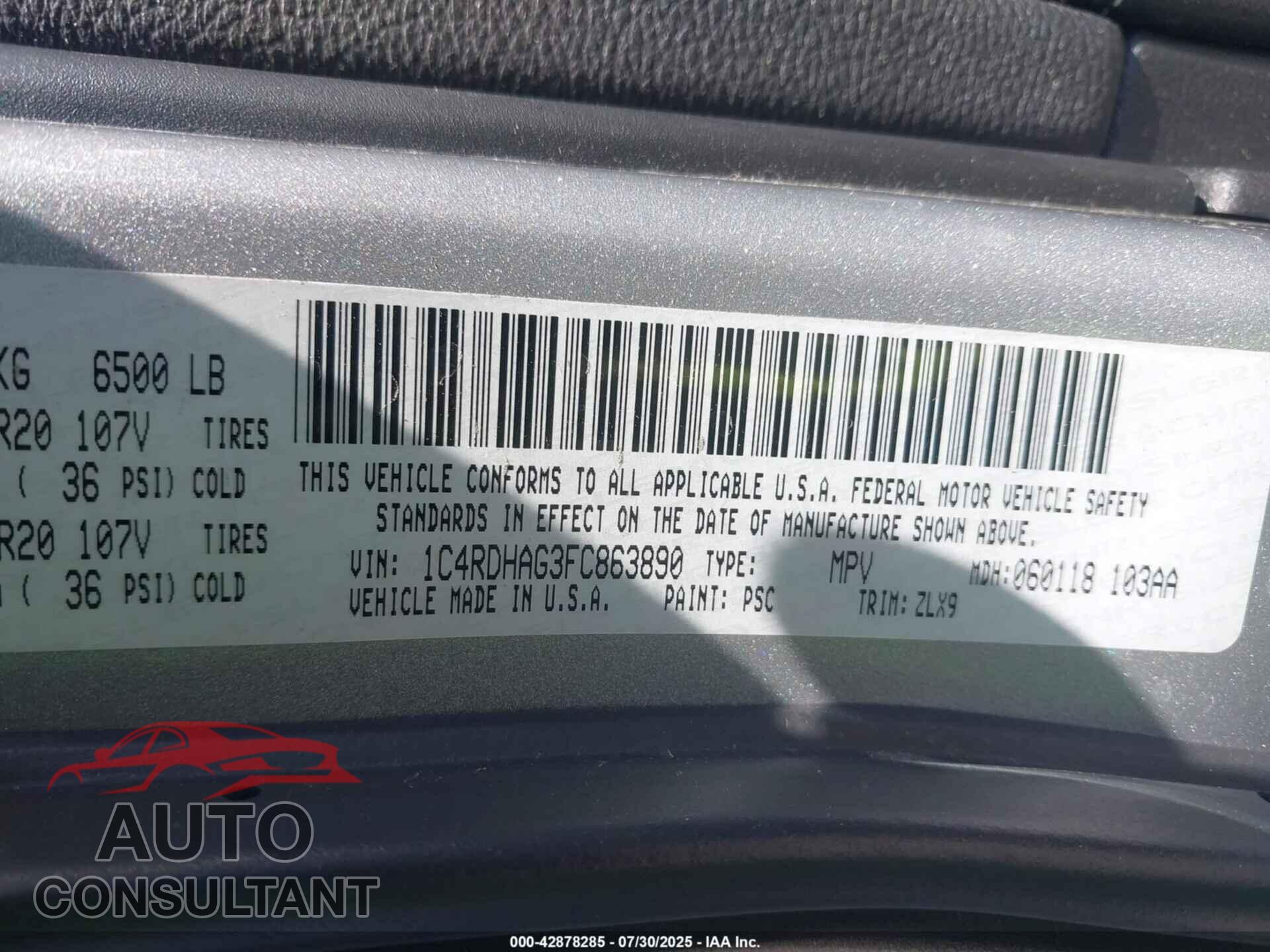 DODGE DURANGO 2015 - 1C4RDHAG3FC863890