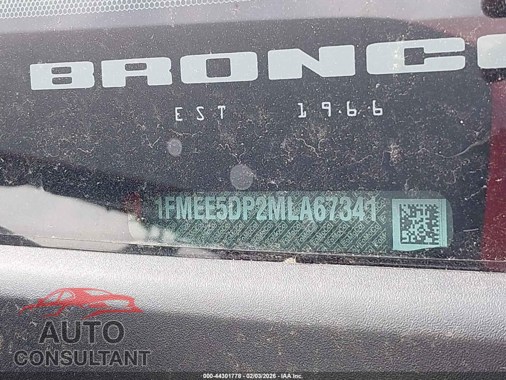 FORD BRONCO 2021 - 1FMEE5DP2MLA67341