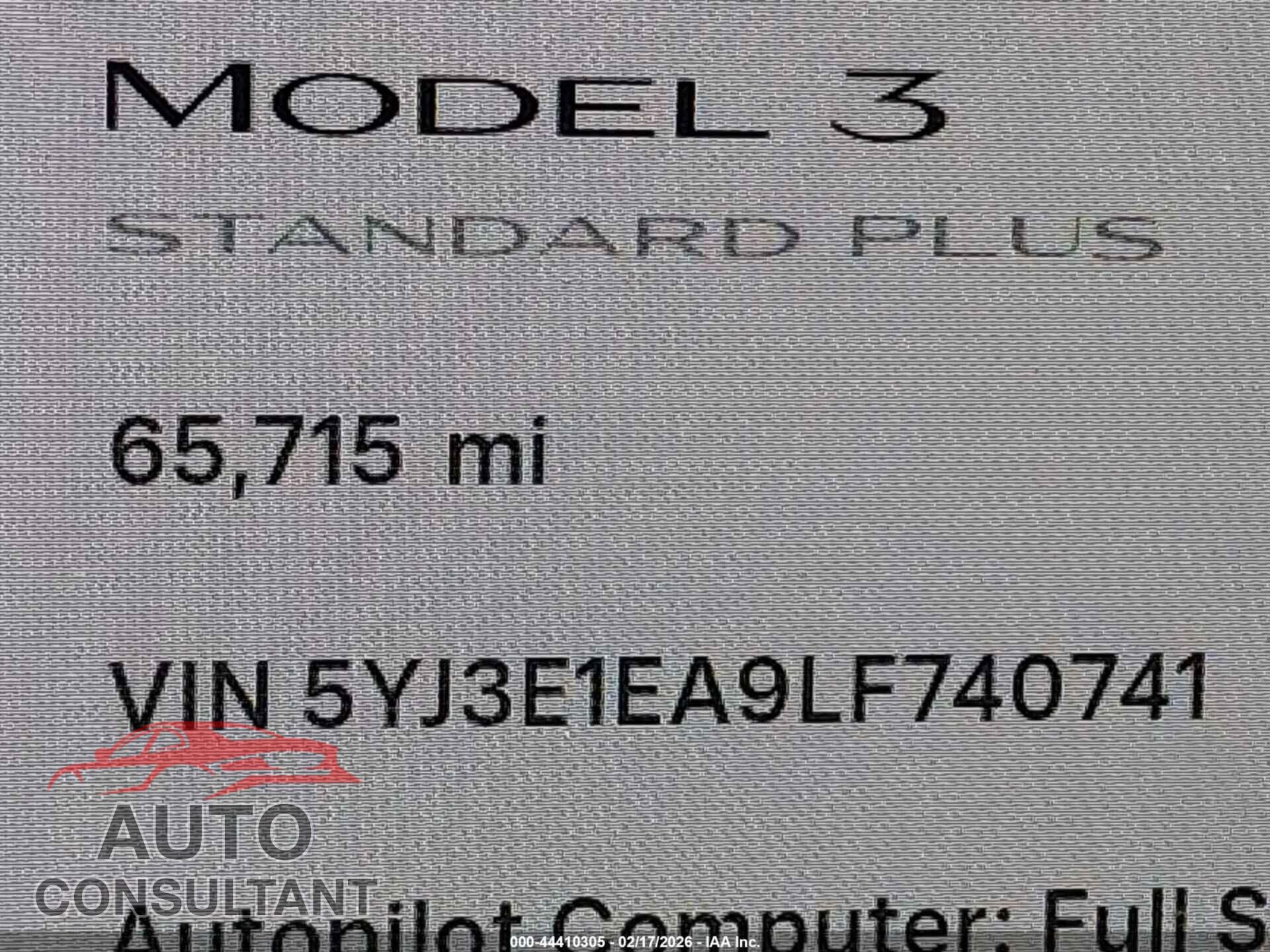 TESLA MODEL 3 2020 - 5YJ3E1EA9LF740741