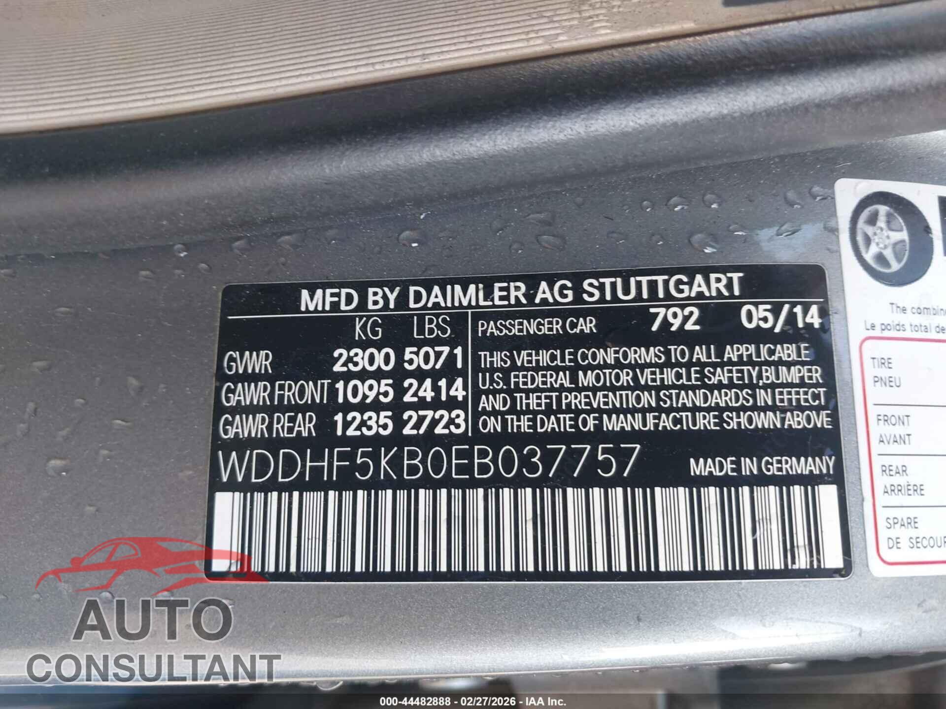MERCEDES-BENZ E 350 2014 - WDDHF5KB0EB037757