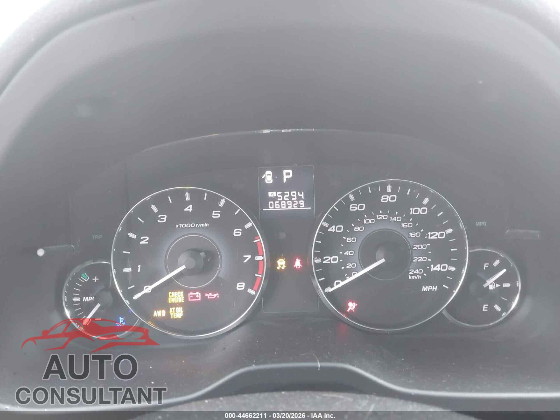 SUBARU OUTBACK 2012 - 4S4BRBCC3C3275747