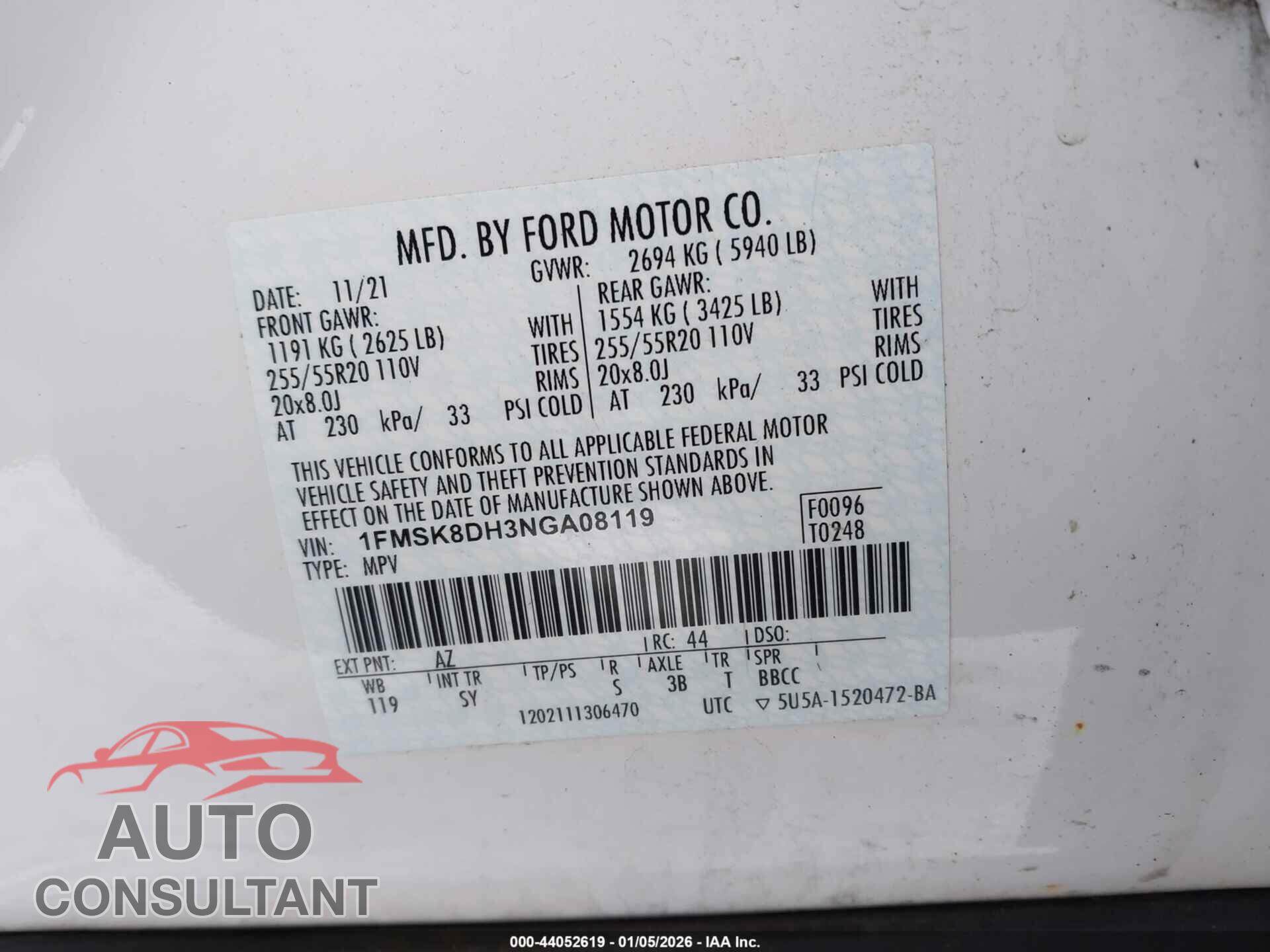 FORD EXPLORER 2022 - 1FMSK8DH3NGA08119