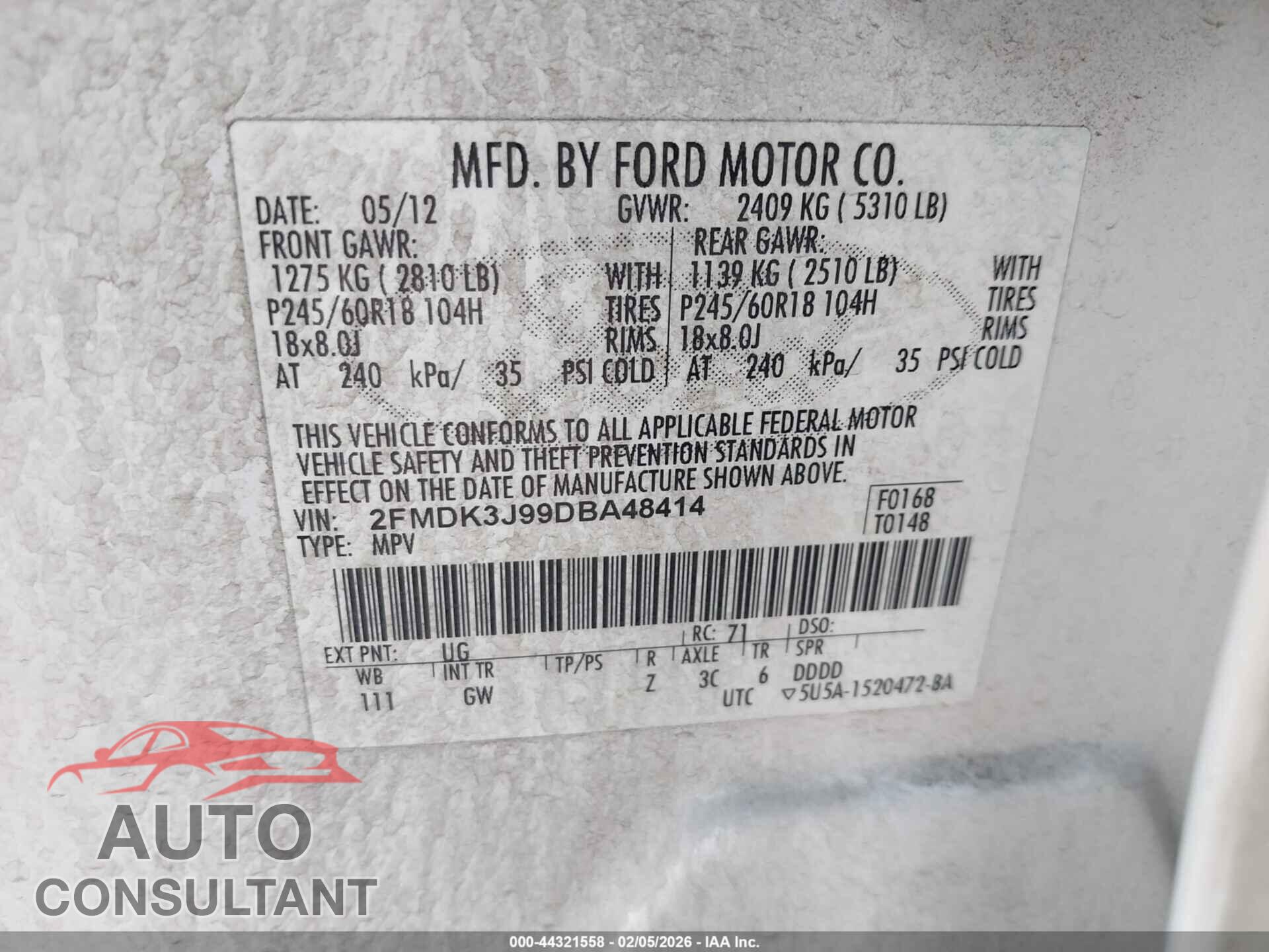 FORD EDGE 2013 - 2FMDK3J99DBA48414