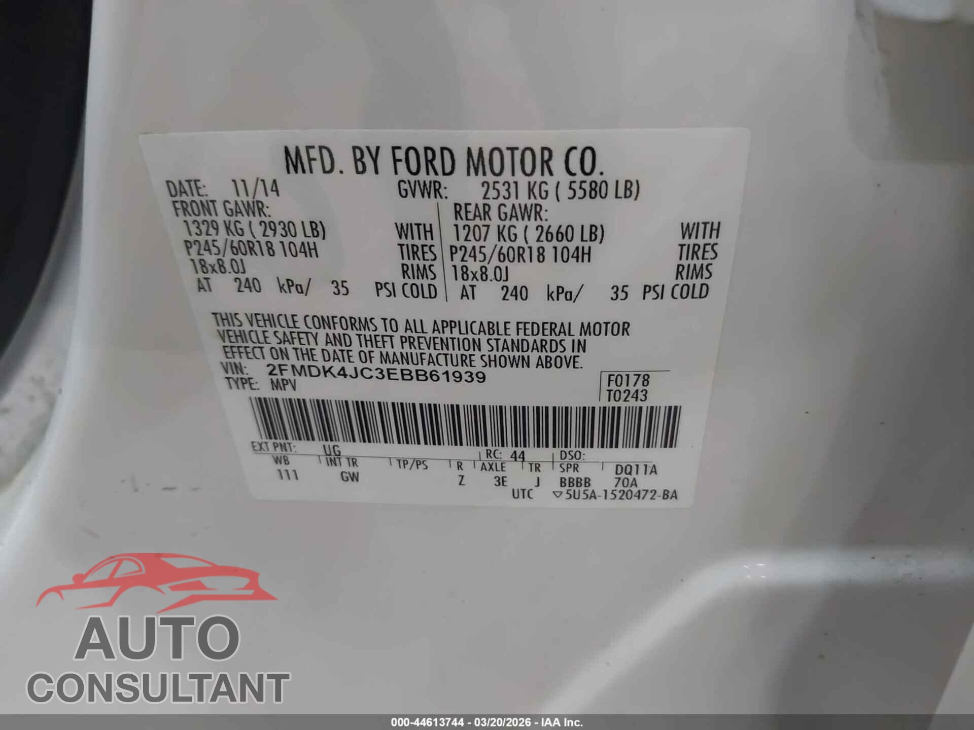 FORD EDGE 2014 - 2FMDK4JC3EBB61939