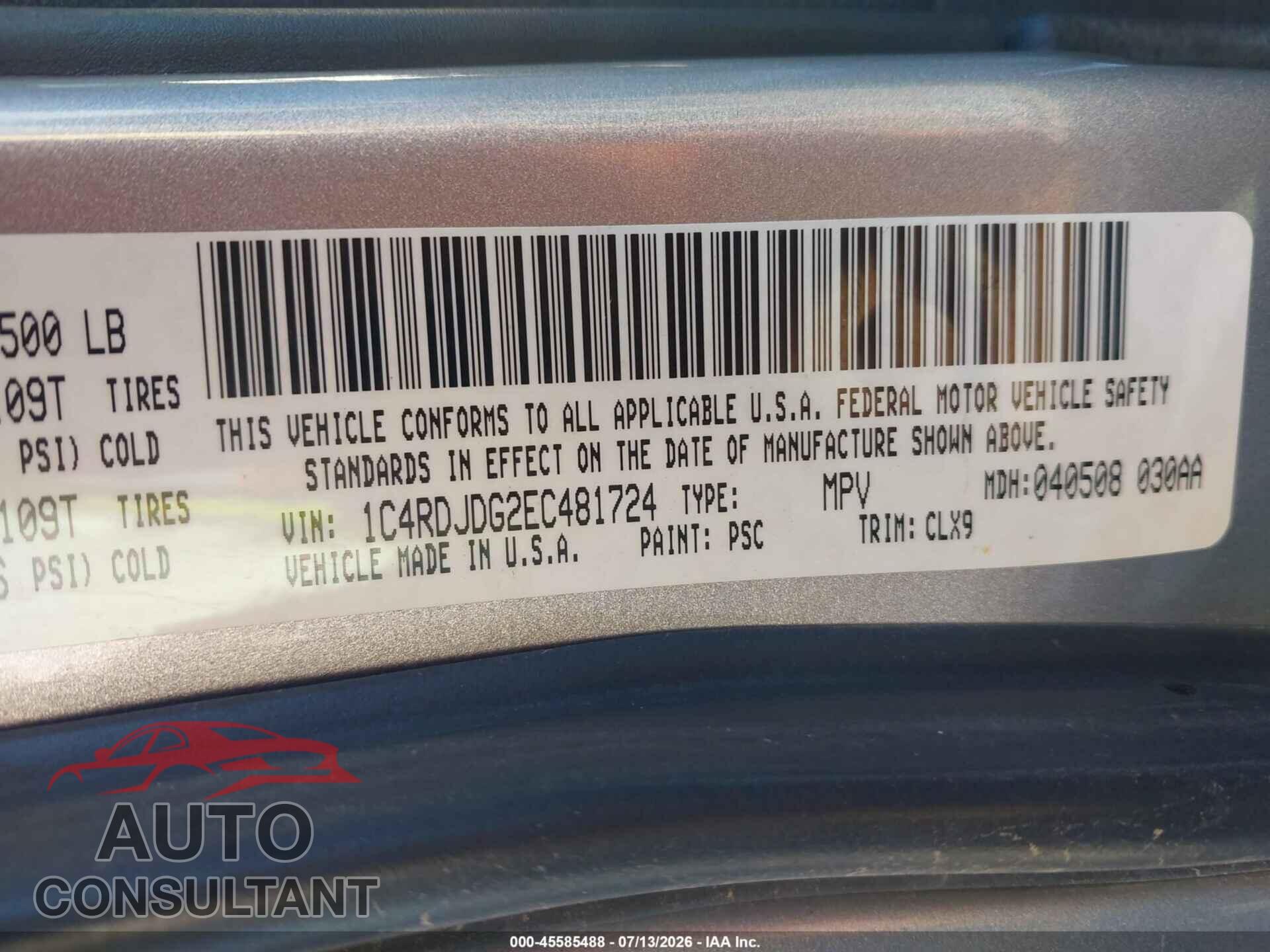 DODGE DURANGO 2014 - 1C4RDJDG2EC481724