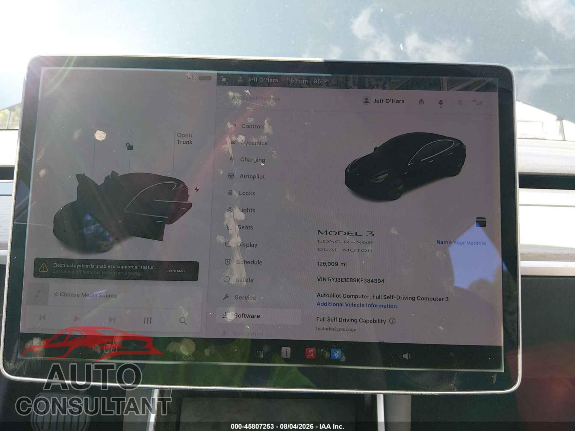 TESLA MODEL 3 2019 - 5YJ3E1EB9KF384394