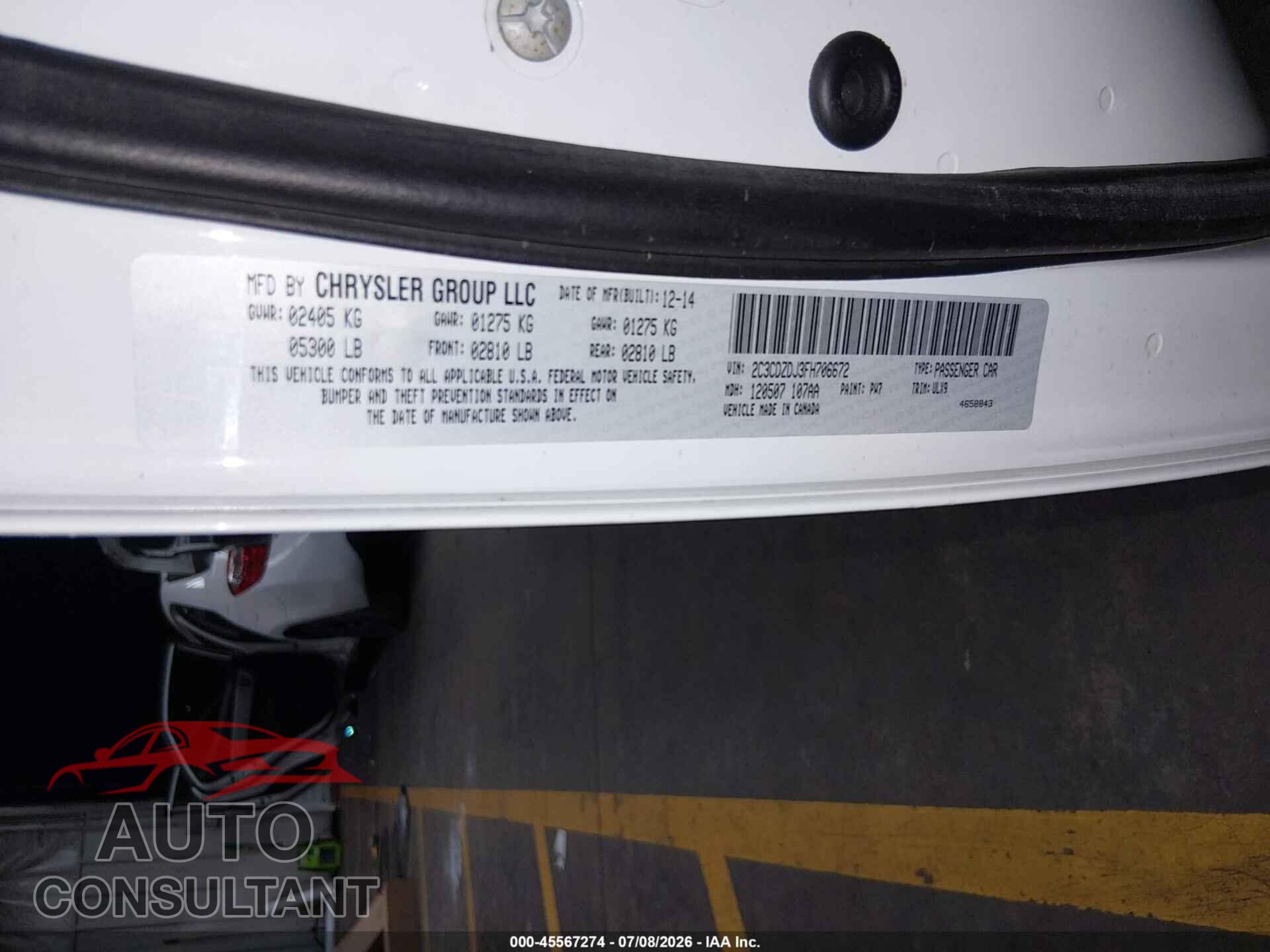 DODGE CHALLENGER 2015 - 2C3CDZDJ3FH706672