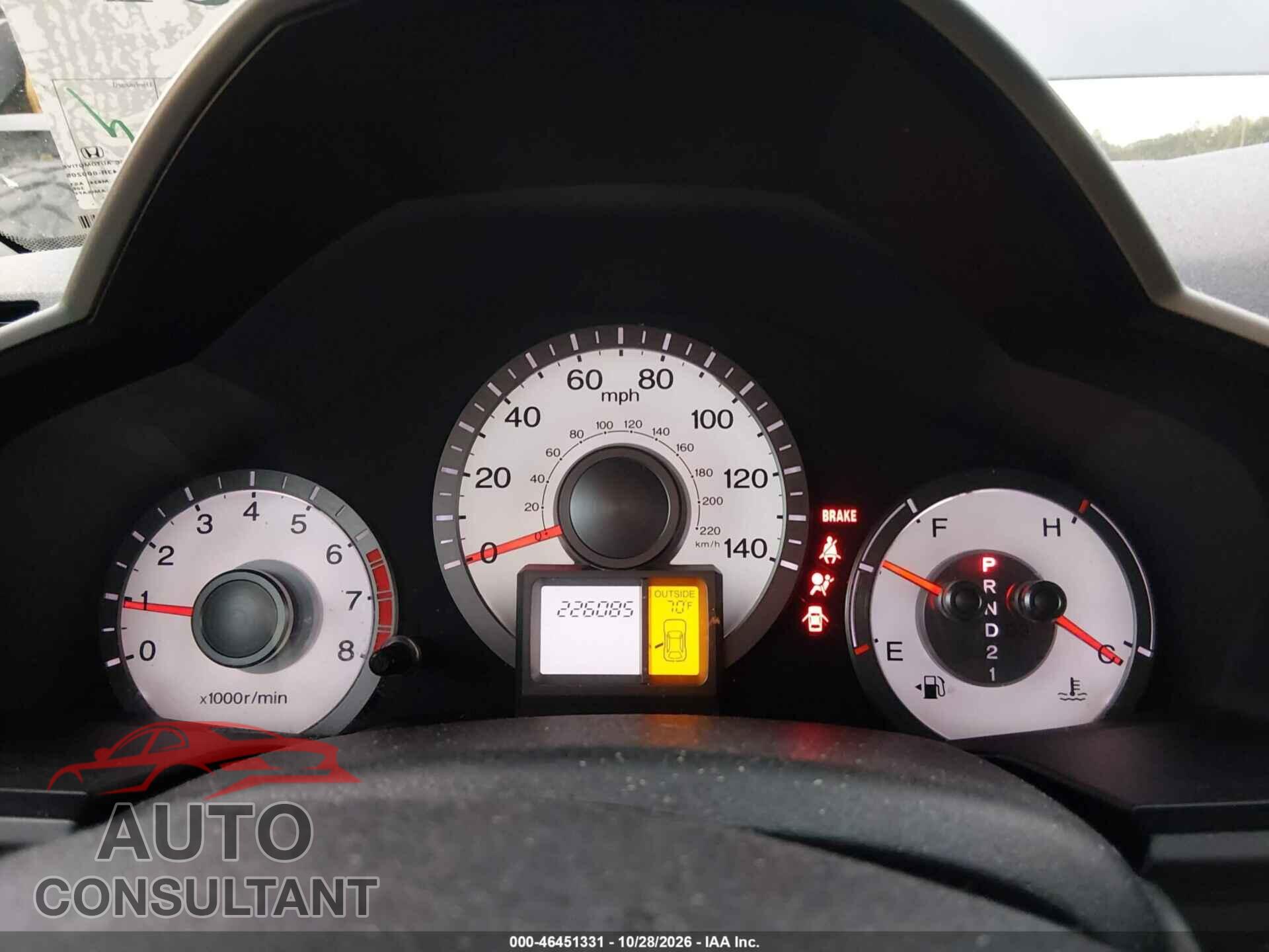 HONDA PILOT 2011 - 5FNYF3H5XBB016973