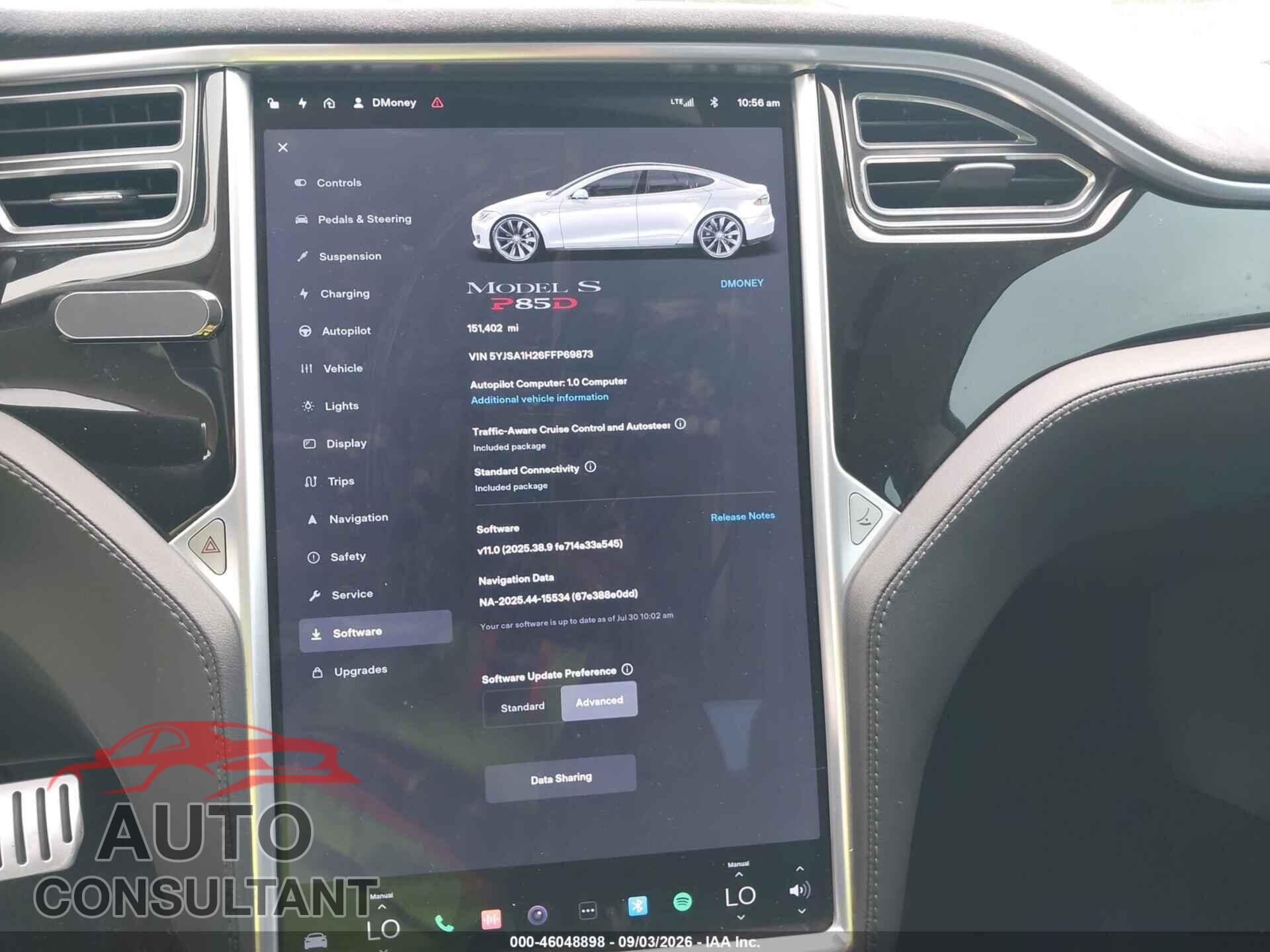 TESLA MODEL S 2015 - 5YJSA1H26FFP69873
