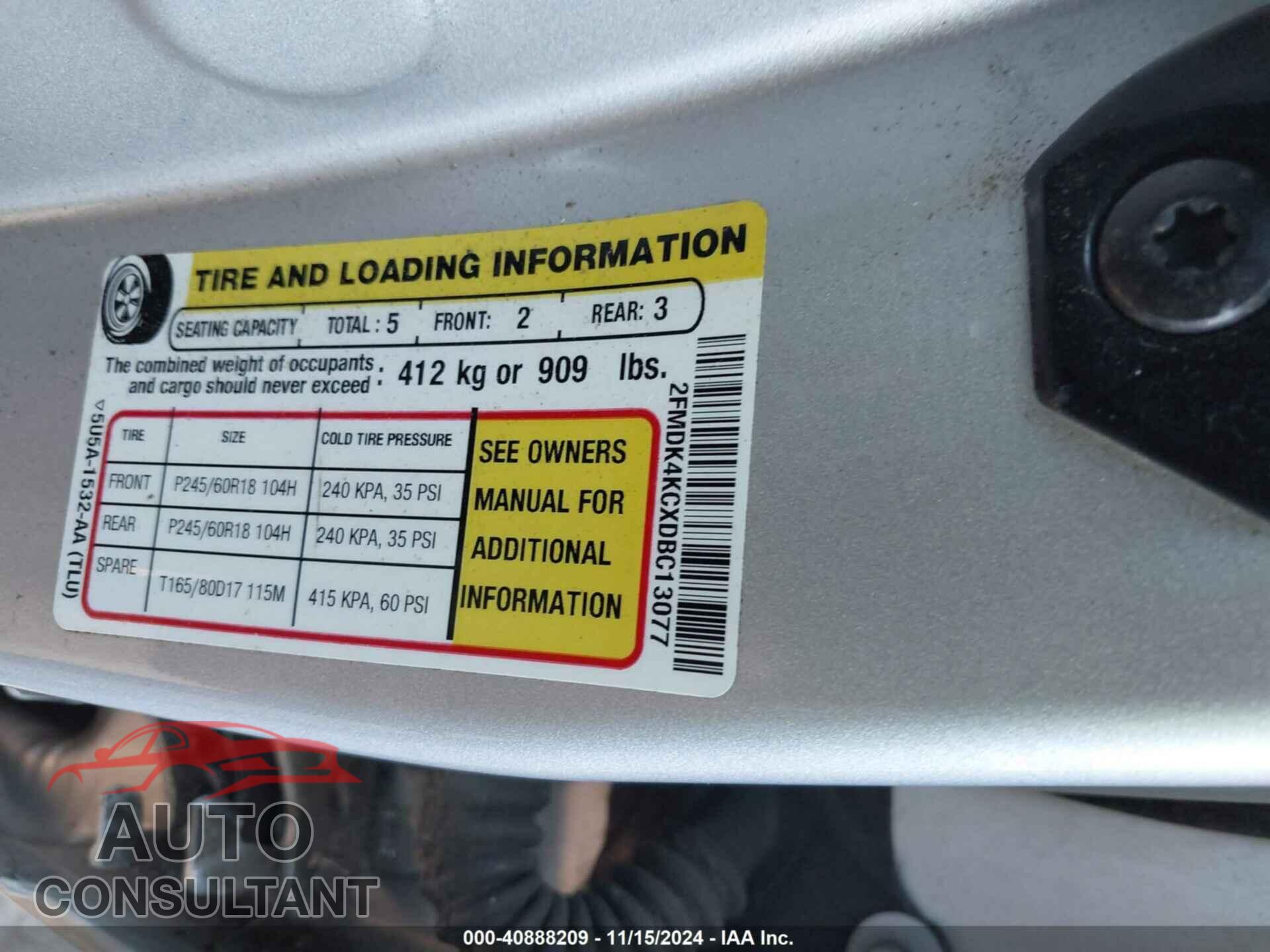 FORD EDGE 2013 - 2FMDK4KCXDBC13077