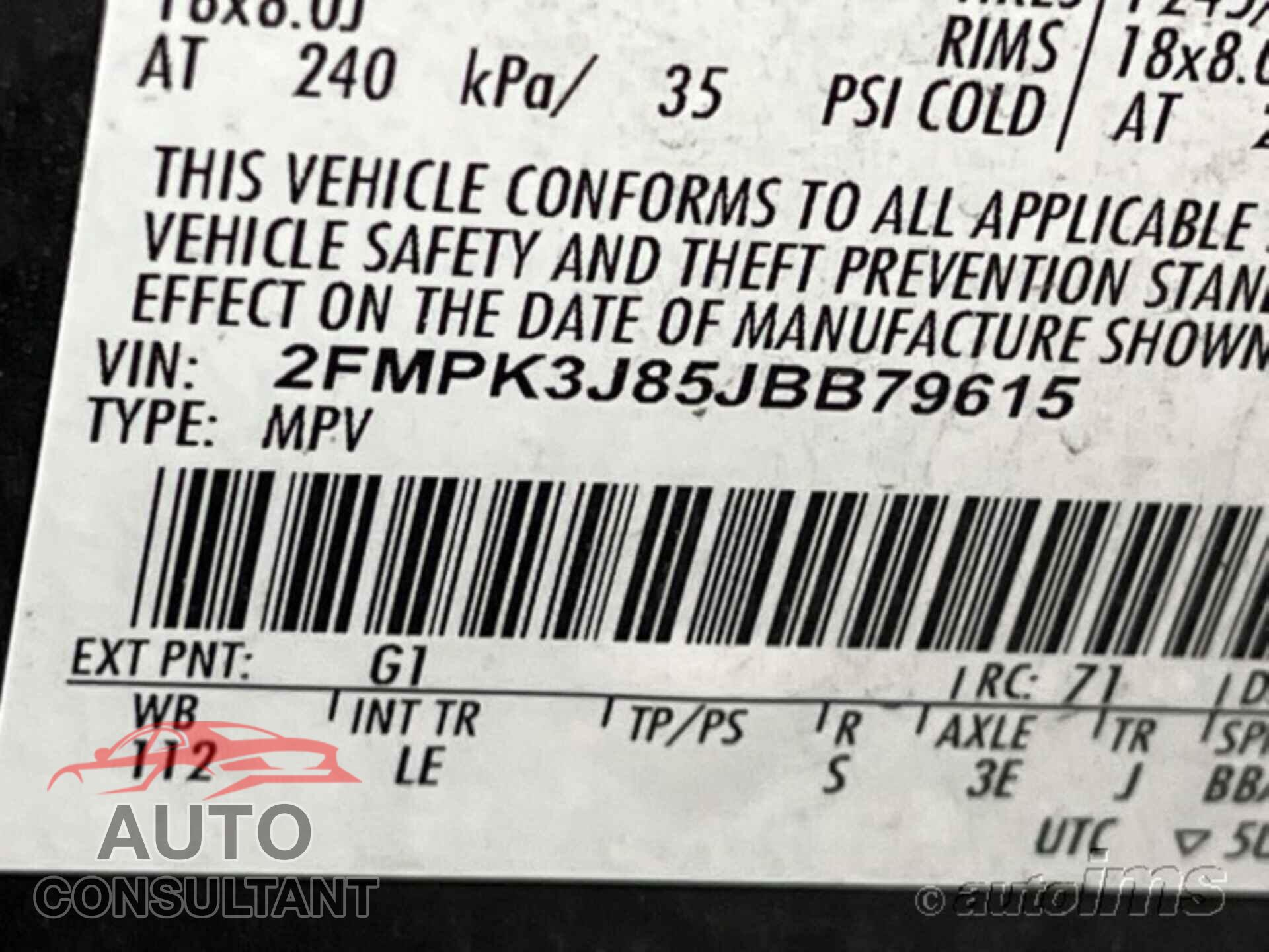 FORD EDGE 2018 - 2FMPK3J85JBB79615