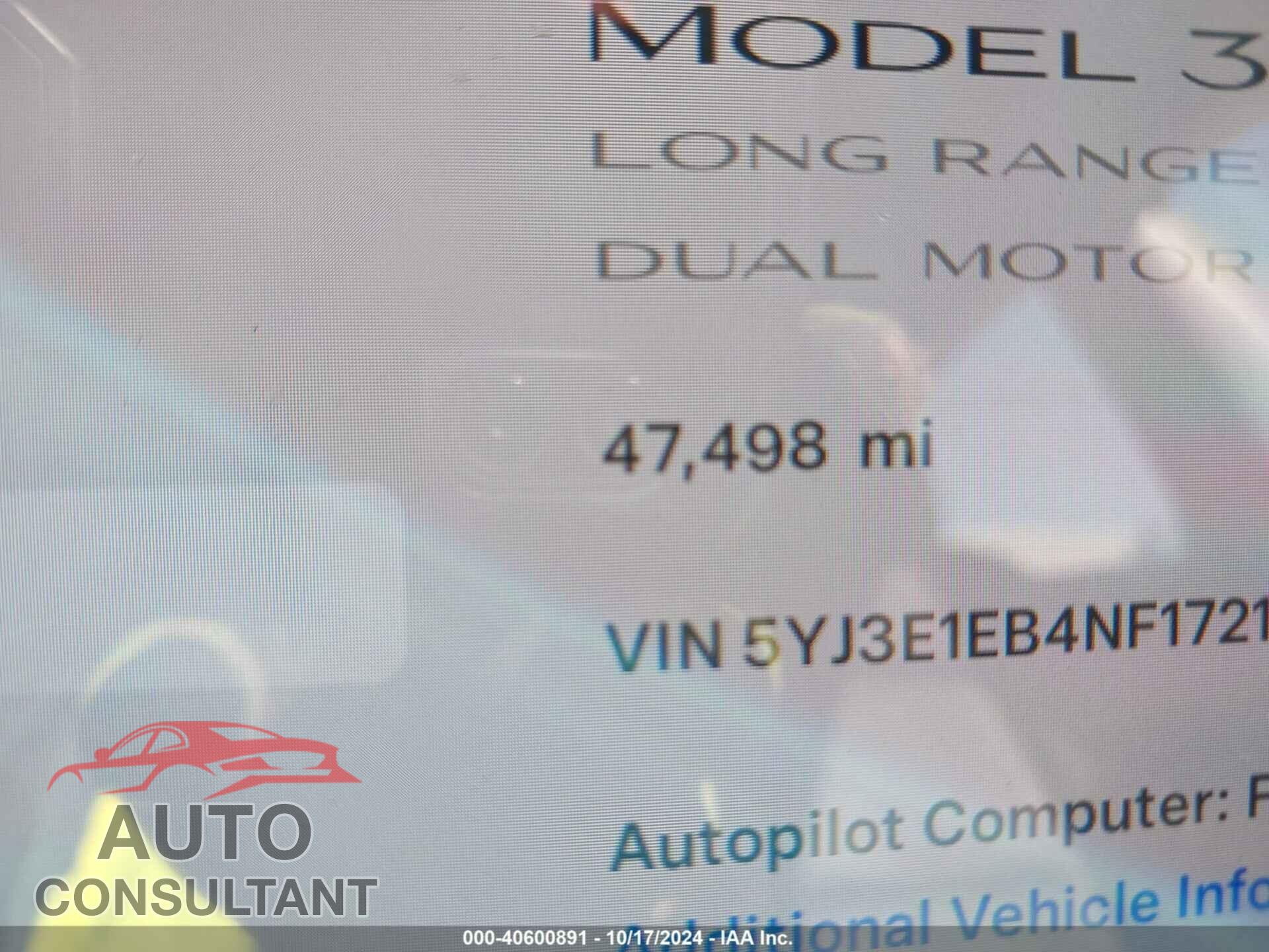 TESLA MODEL 3 2022 - 5YJ3E1EB4NF172121