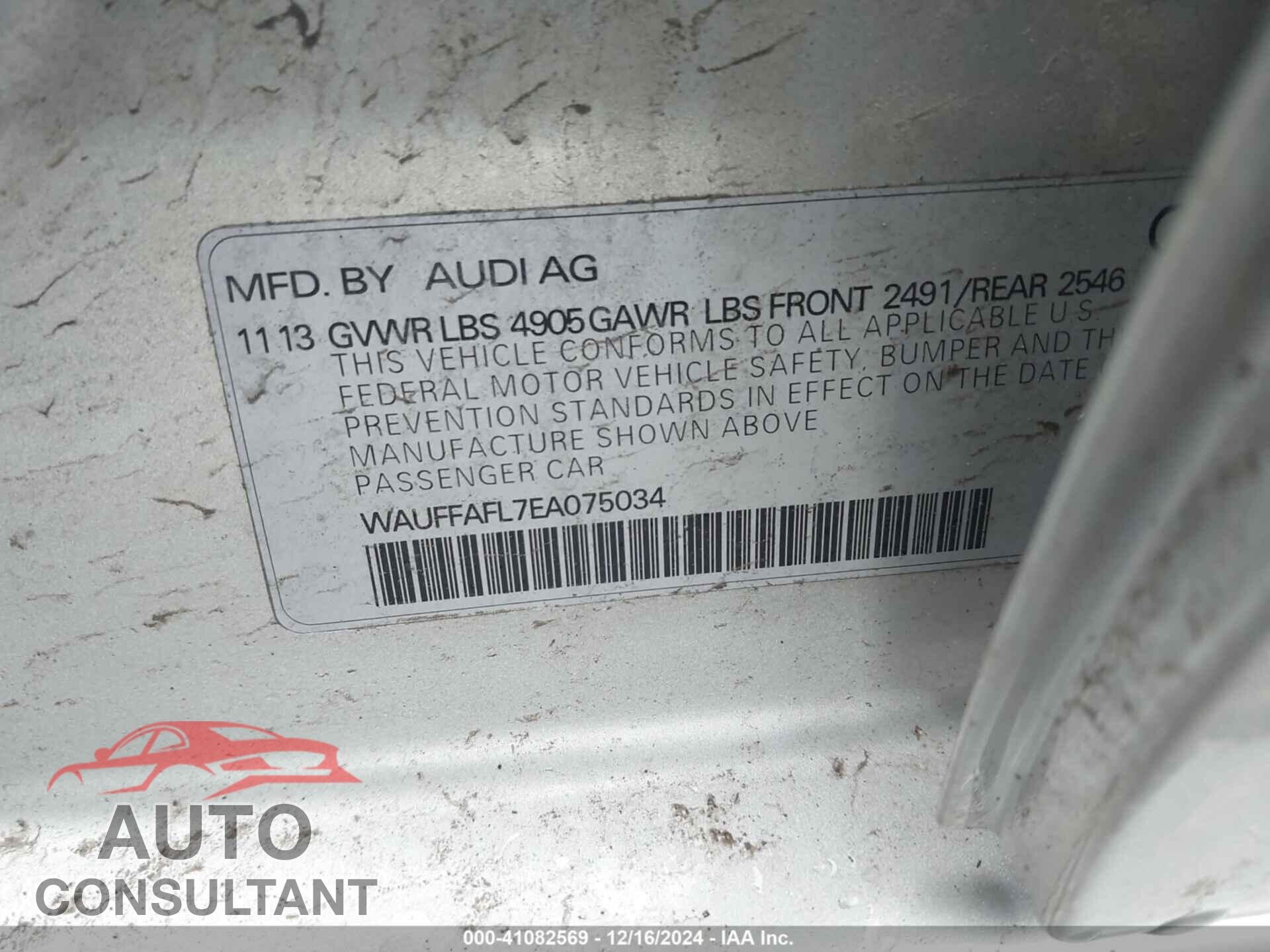 AUDI A4 2014 - WAUFFAFL7EA075034