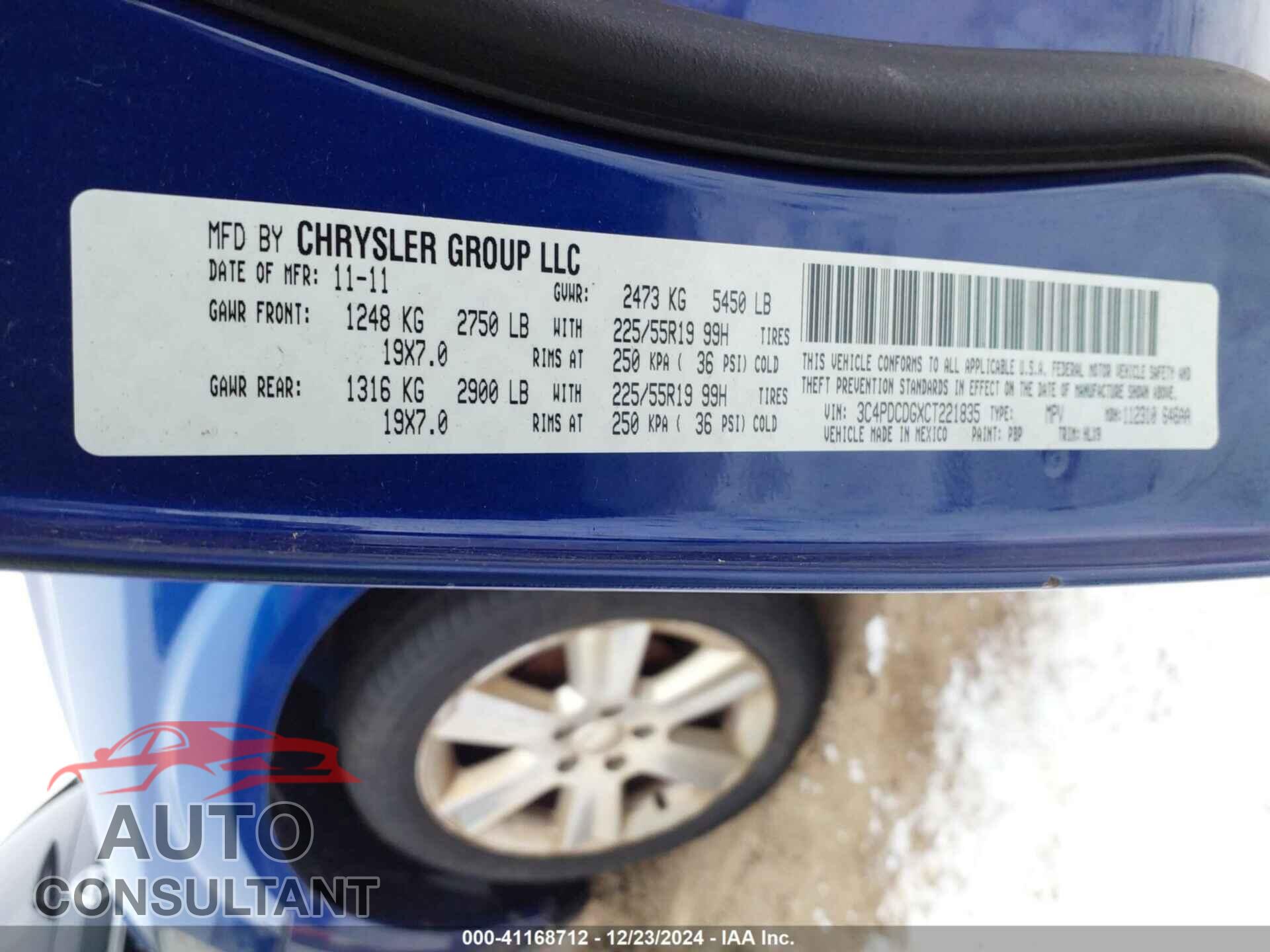 DODGE JOURNEY 2012 - 3C4PDCDGXCT221835