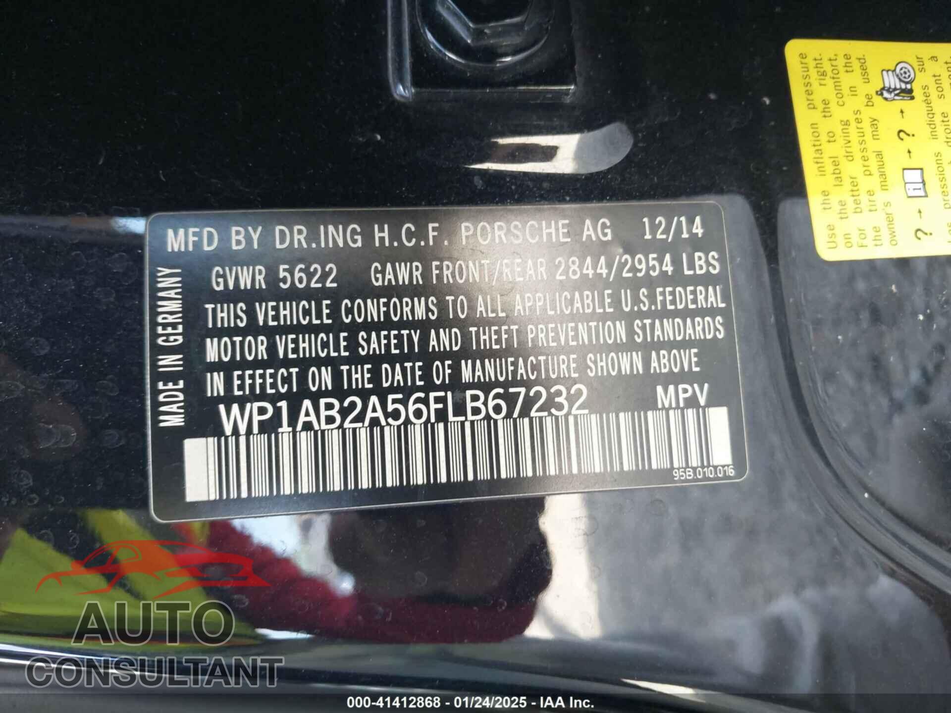 PORSCHE MACAN 2015 - WP1AB2A56FLB67232