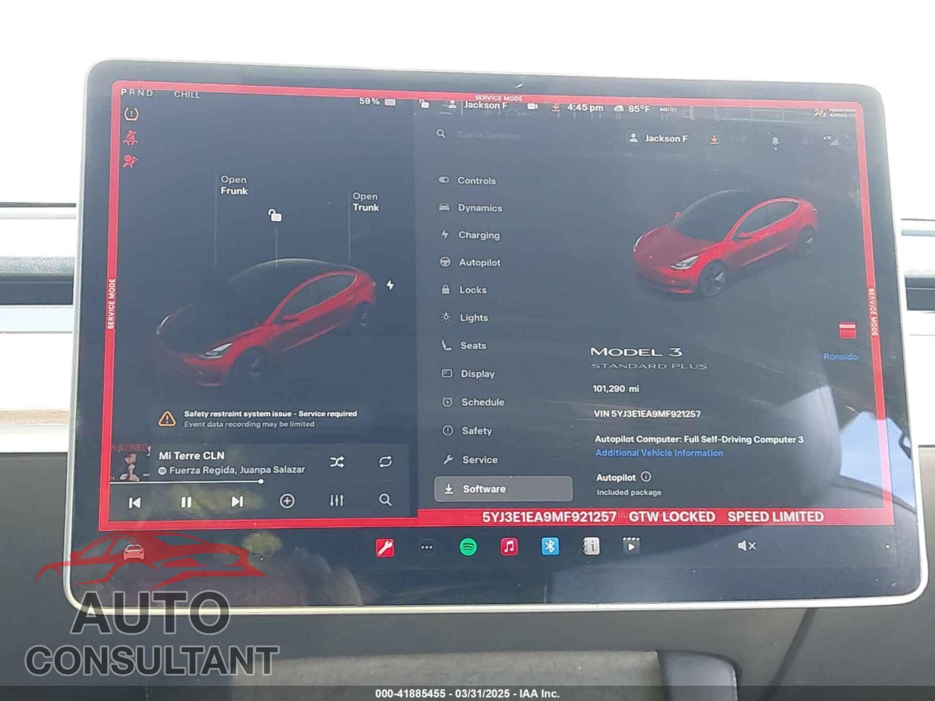 TESLA MODEL 3 2021 - 5YJ3E1EA9MF921257