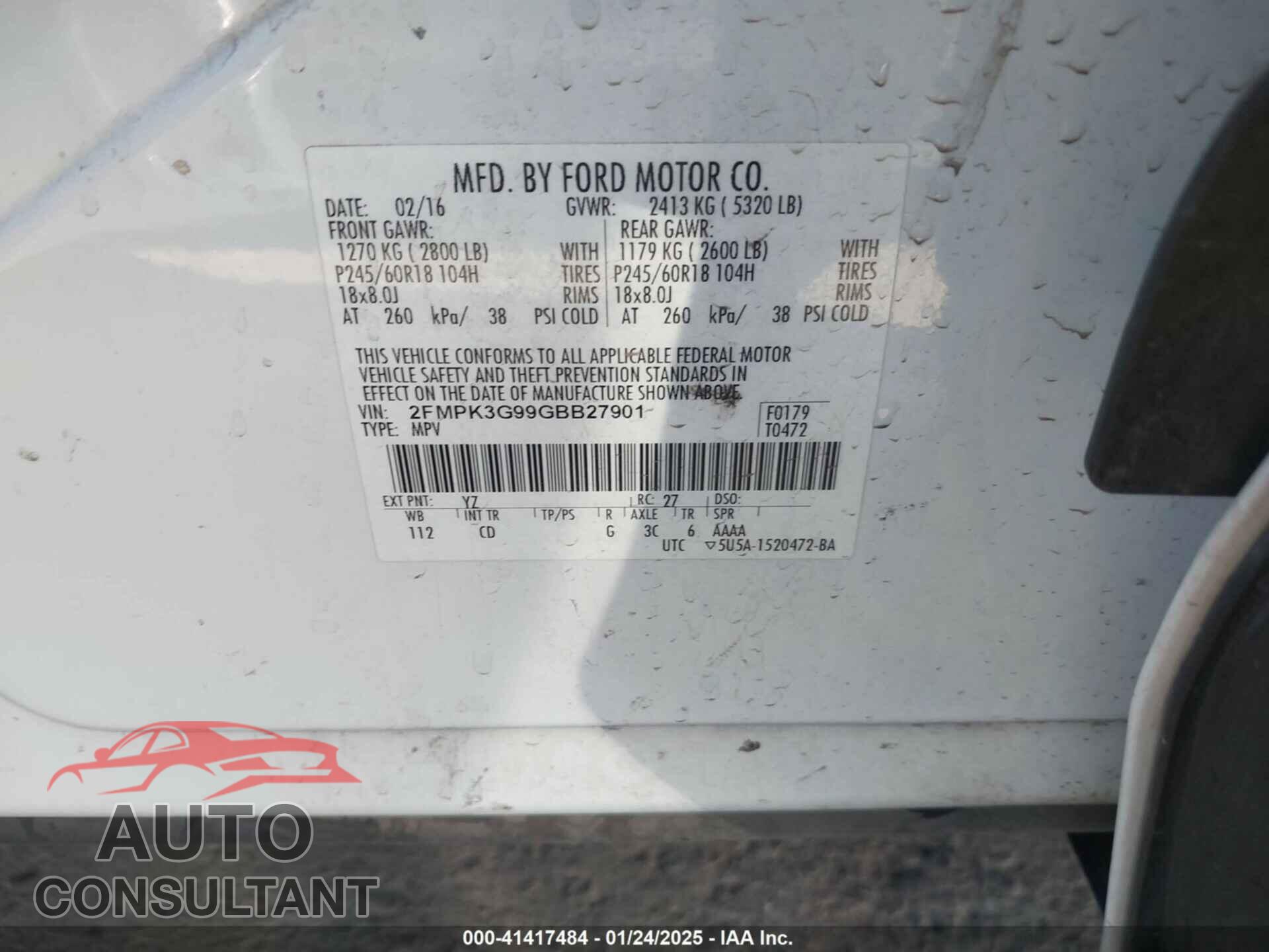 FORD EDGE 2016 - 2FMPK3G99GBB27901