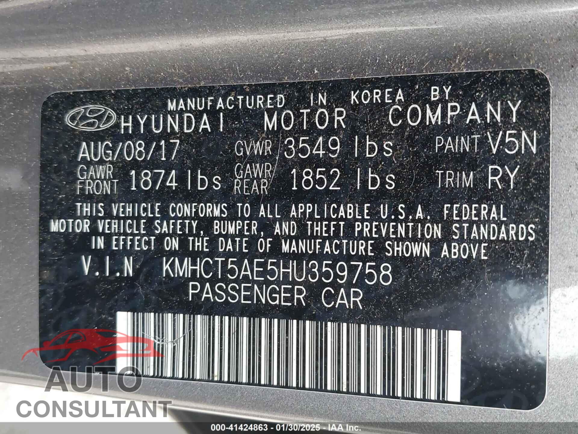HYUNDAI ACCENT 2017 - KMHCT5AE5HU359758