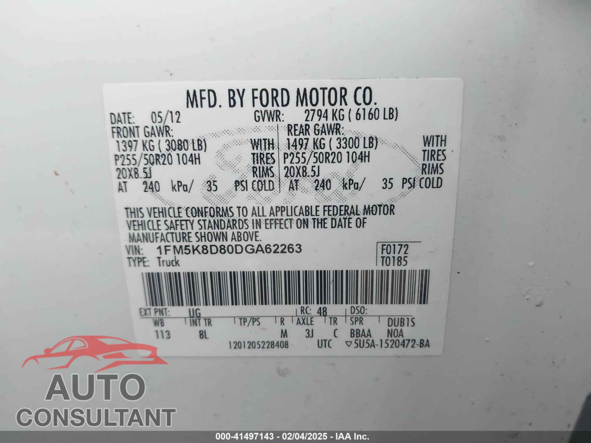 FORD EXPLORER 2013 - 1FM5K8D80DGA62263
