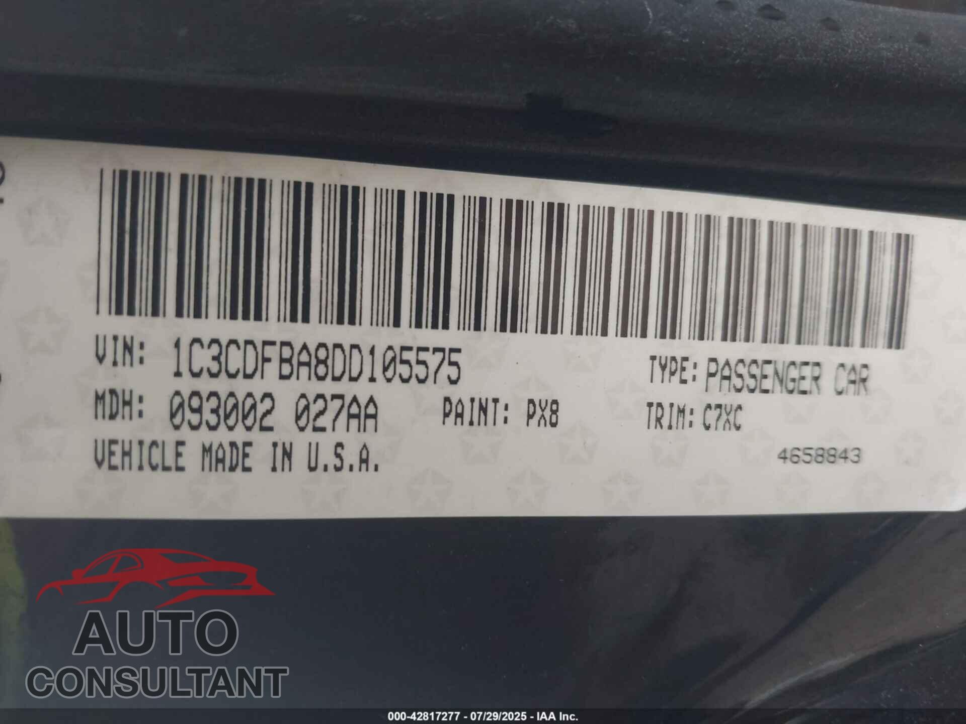 DODGE DART 2013 - 1C3CDFBA8DD105575