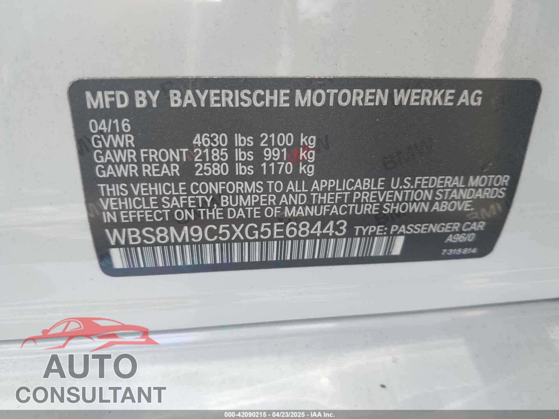 BMW M3 2016 - WBS8M9C5XG5E68443