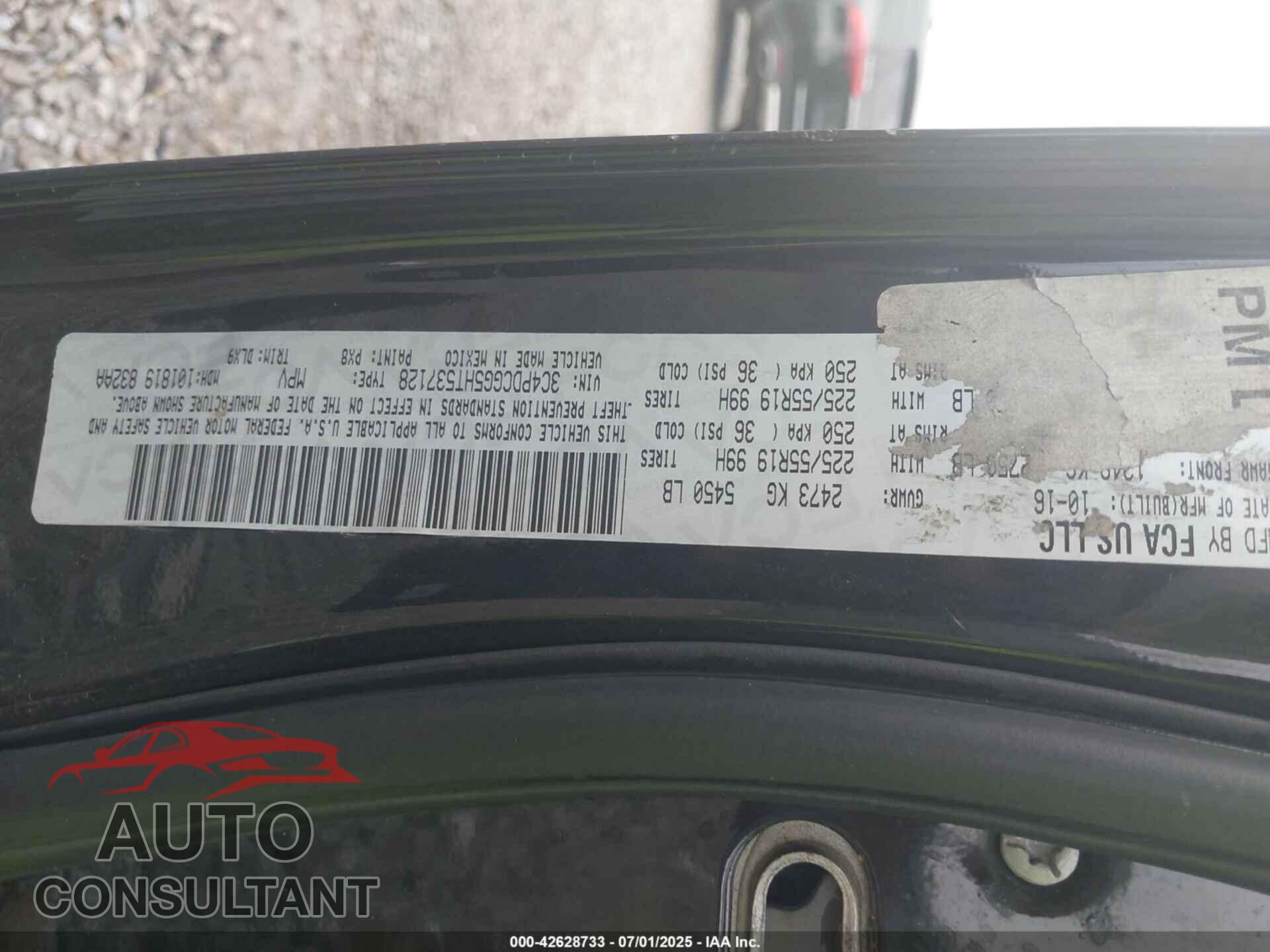 DODGE JOURNEY 2017 - 3C4PDCGG5HT537128