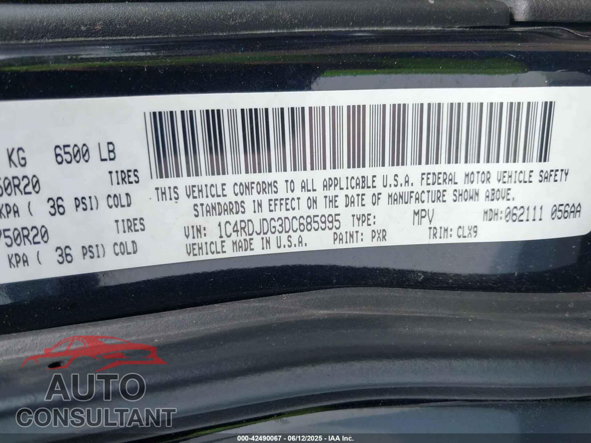 DODGE DURANGO 2013 - 1C4RDJDG3DC685995