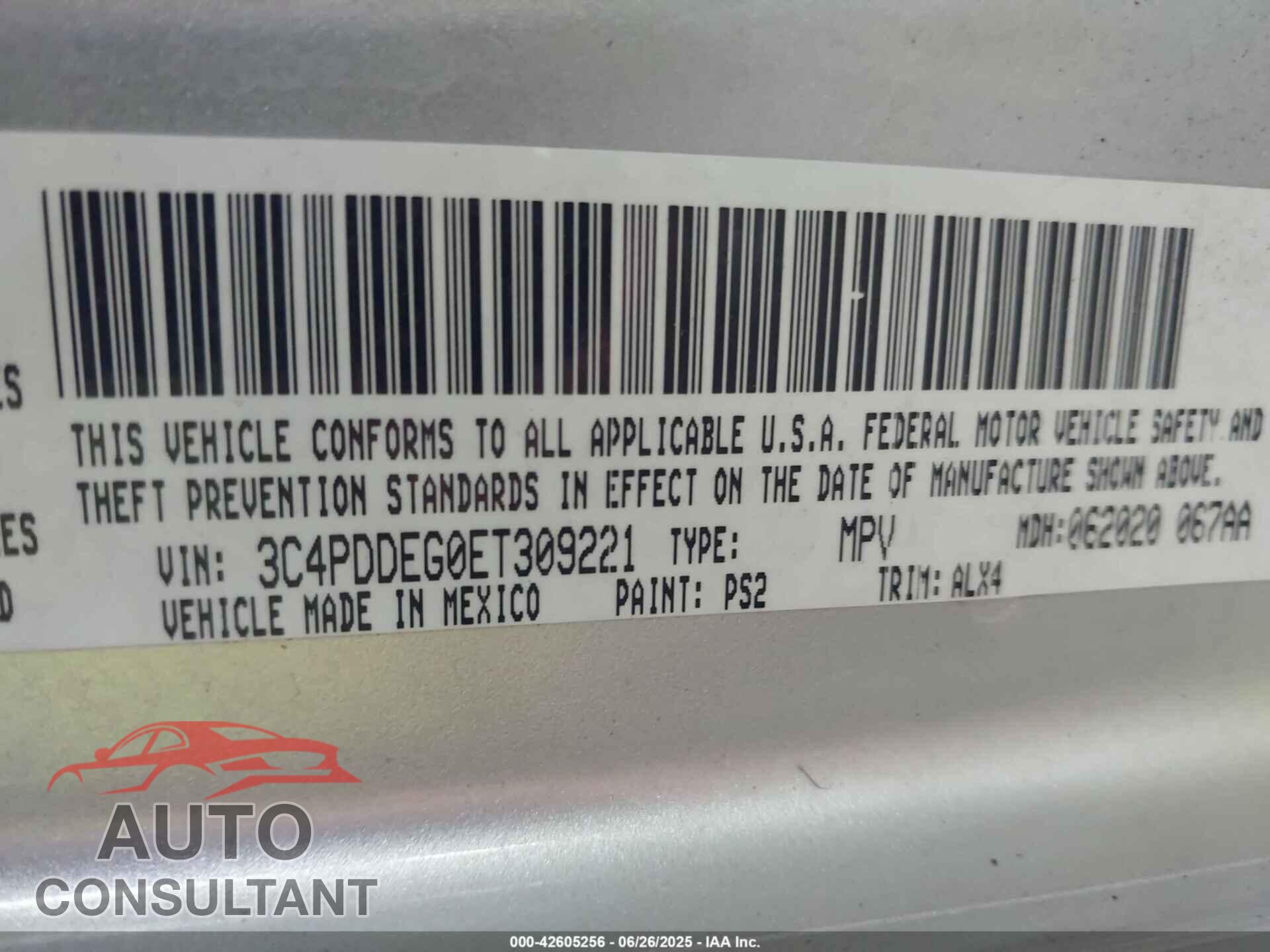 DODGE JOURNEY 2014 - 3C4PDDEG0ET309221
