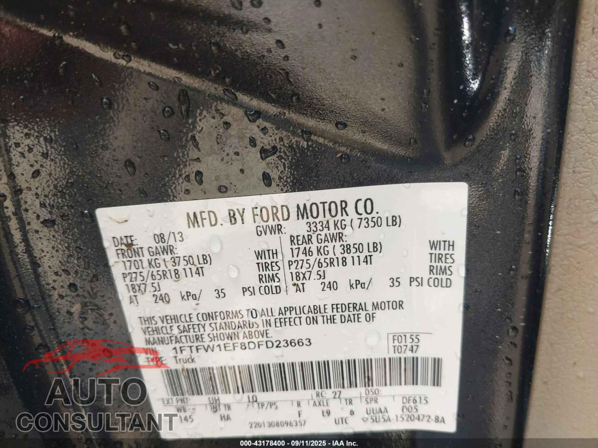 FORD F-150 2013 - 1FTFW1EF8DFD23663