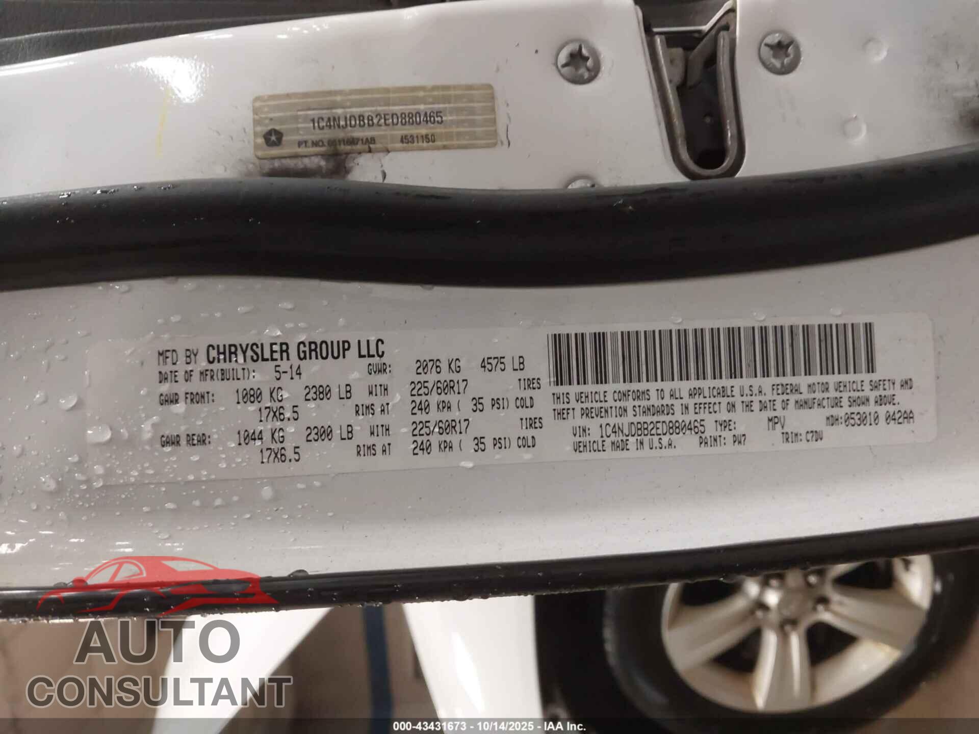 JEEP COMPASS 2014 - 1C4NJDBB2ED880465