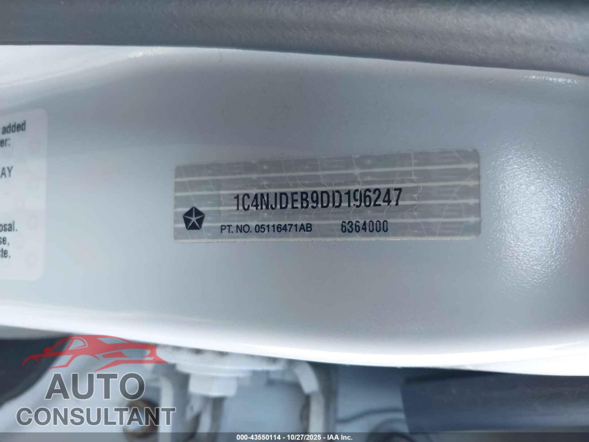 JEEP COMPASS 2013 - 1C4NJDEB9DD196247