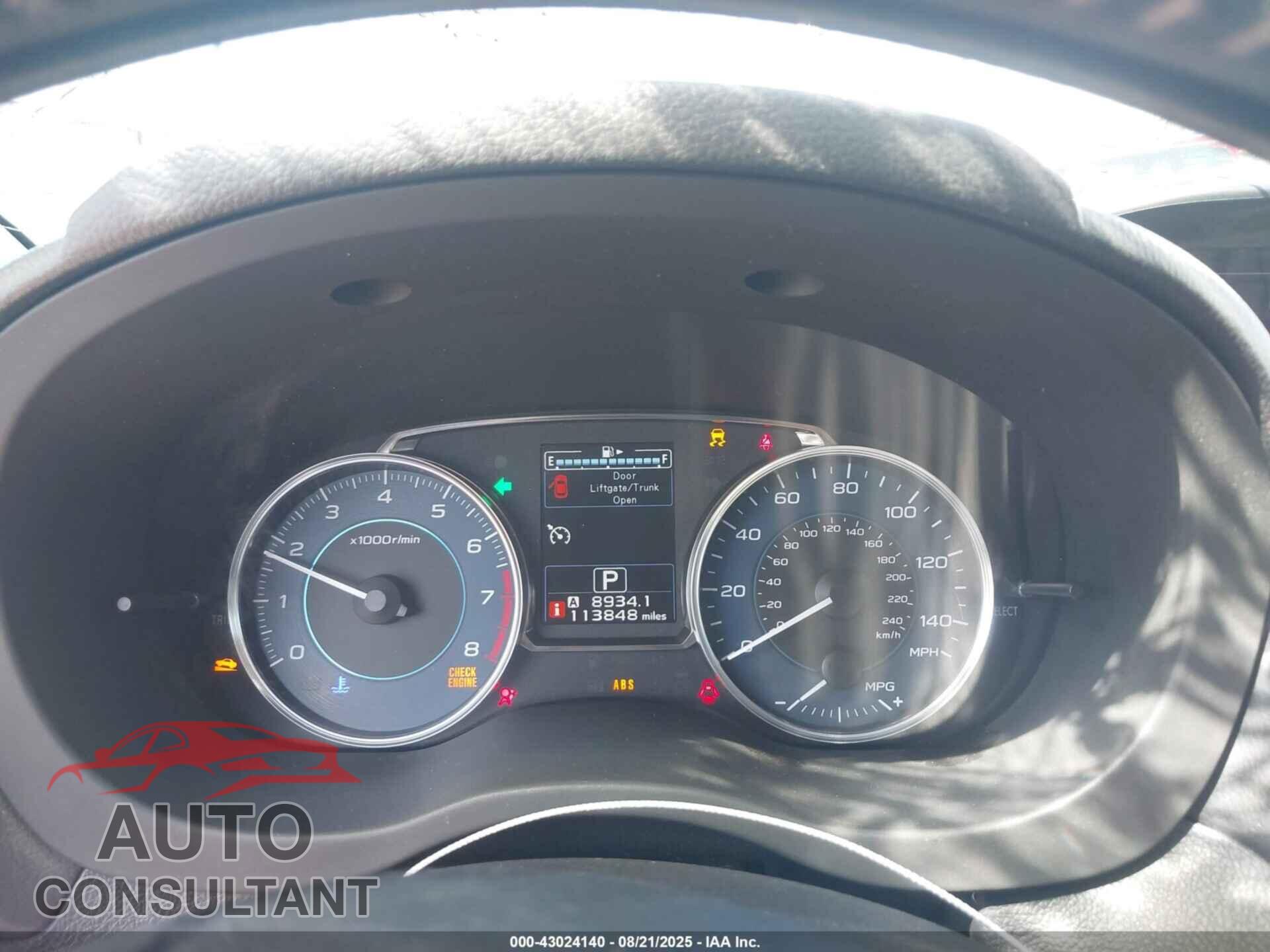 SUBARU XV CROSSTREK 2015 - JF2GPAMC4FH242533