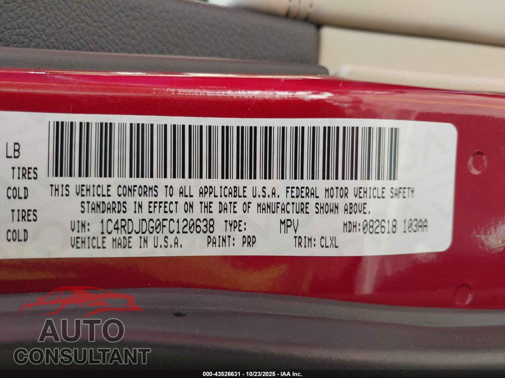 DODGE DURANGO 2015 - 1C4RDJDG0FC120638
