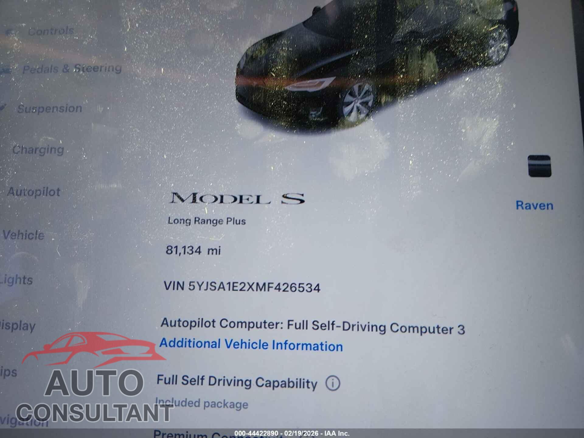 TESLA MODEL S 2021 - 5YJSA1E2XMF426534