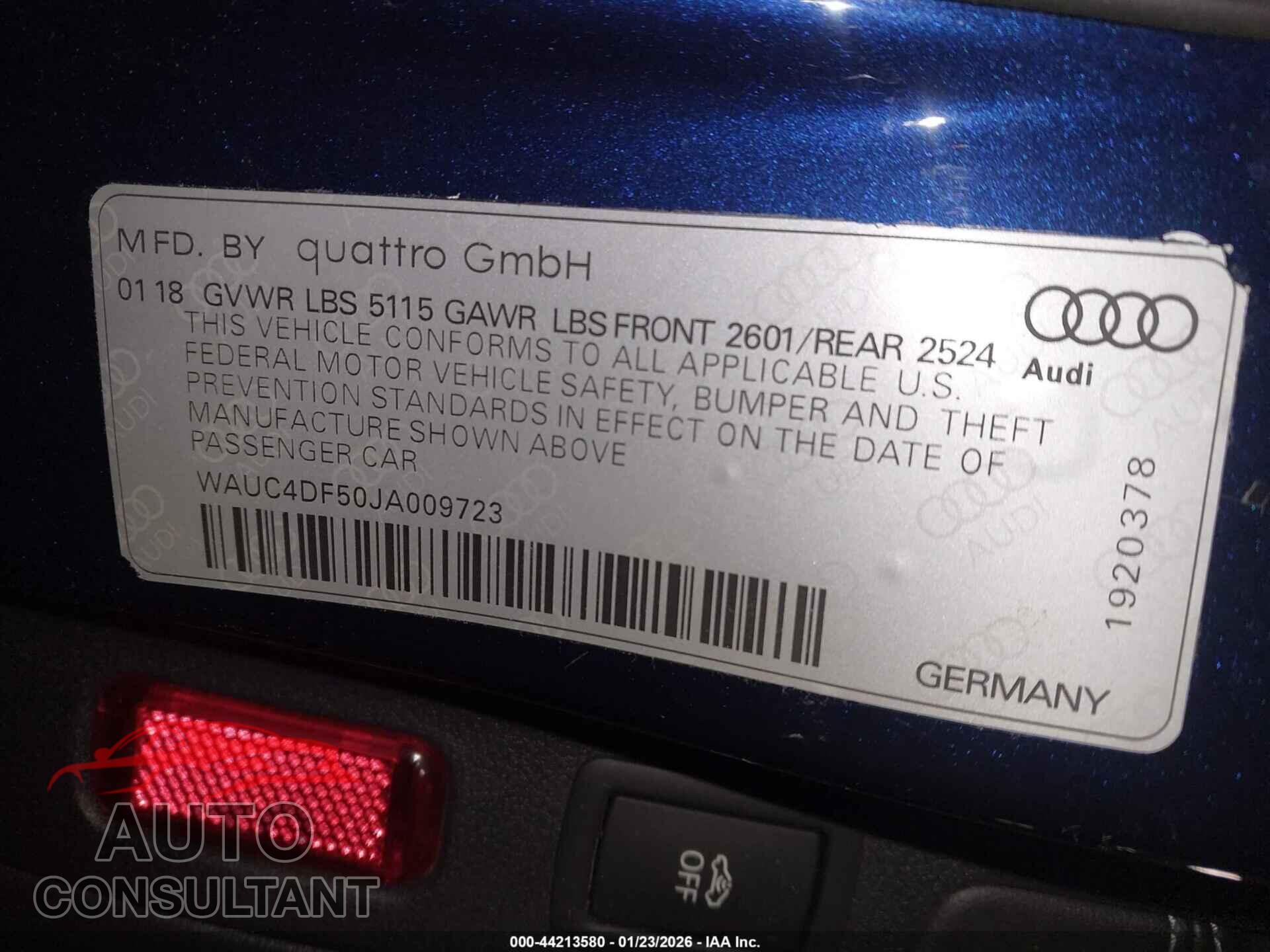 AUDI S5 2018 - WAUC4DF50JA009723