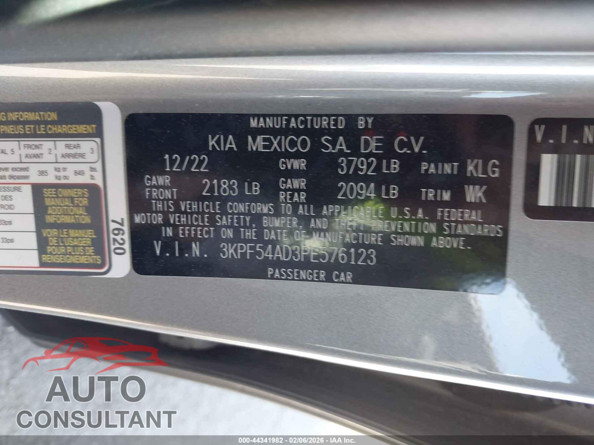 KIA FORTE 2023 - 3KPF54AD3PE576123