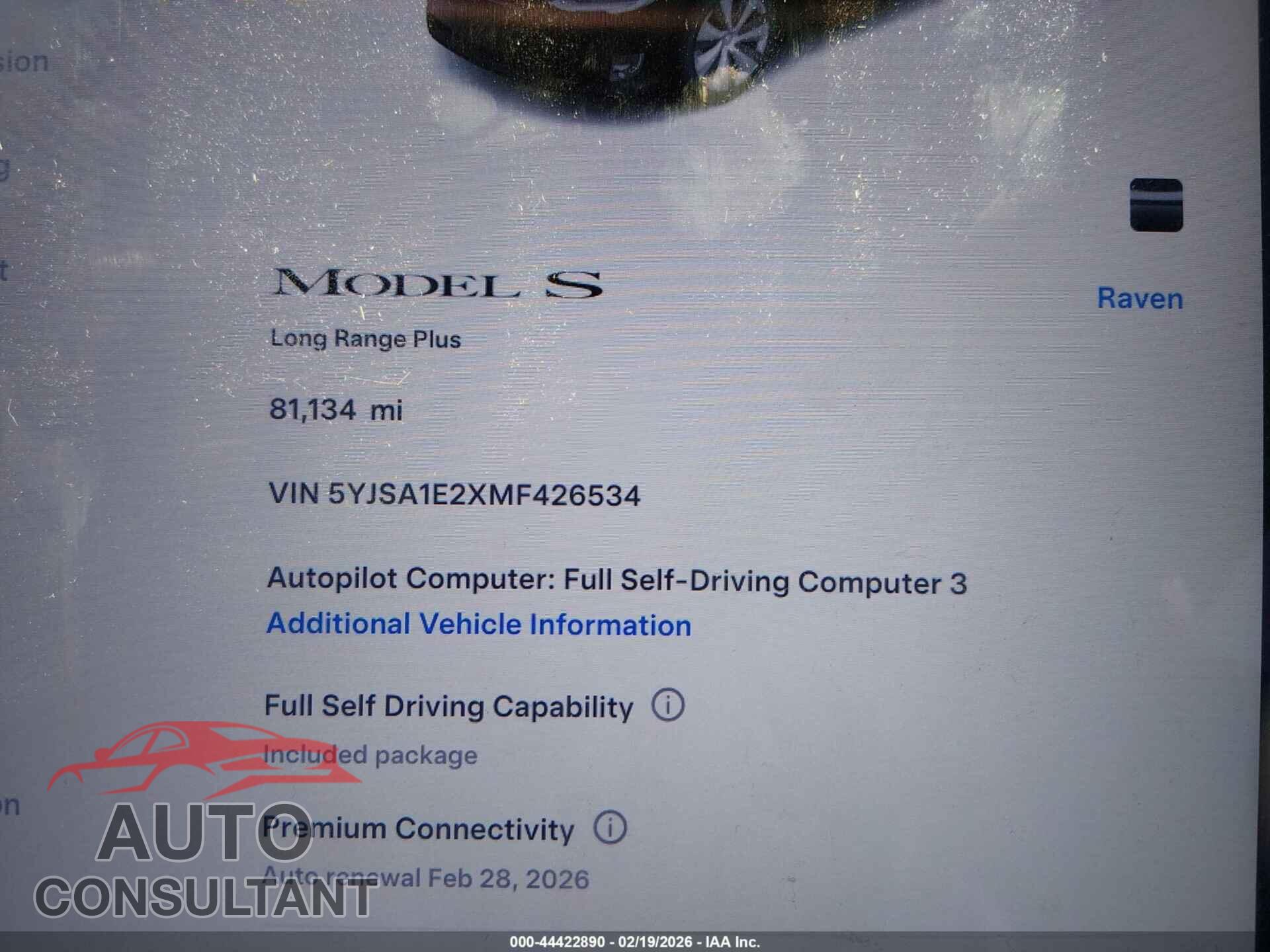 TESLA MODEL S 2021 - 5YJSA1E2XMF426534