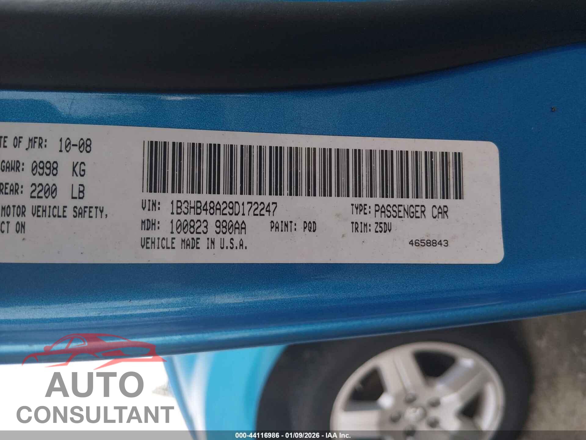 DODGE CALIBER 2009 - 1B3HB48A29D172247